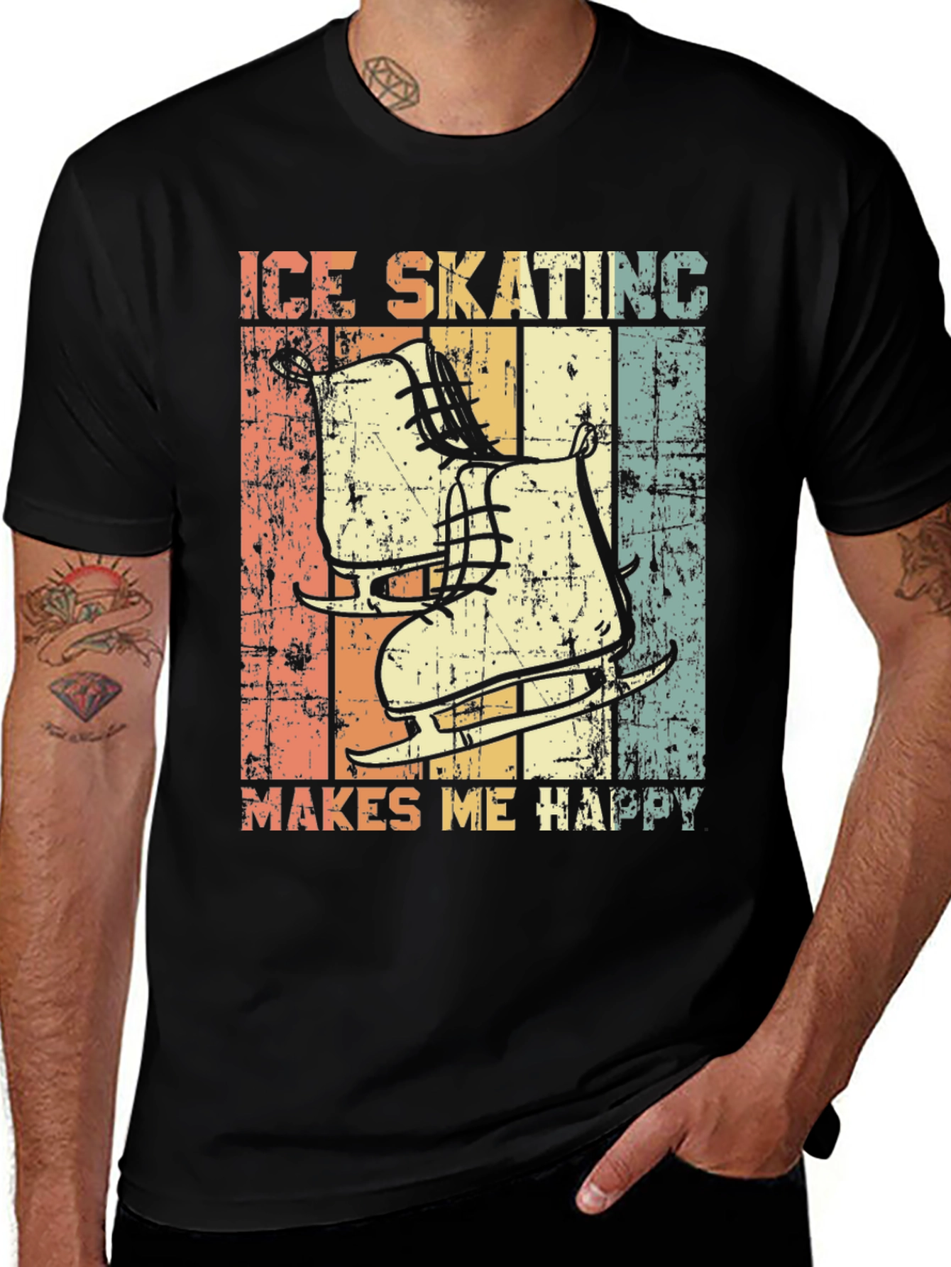 Variant 20 of Vintage Ice Skating T-Shirt Makes Me Happy