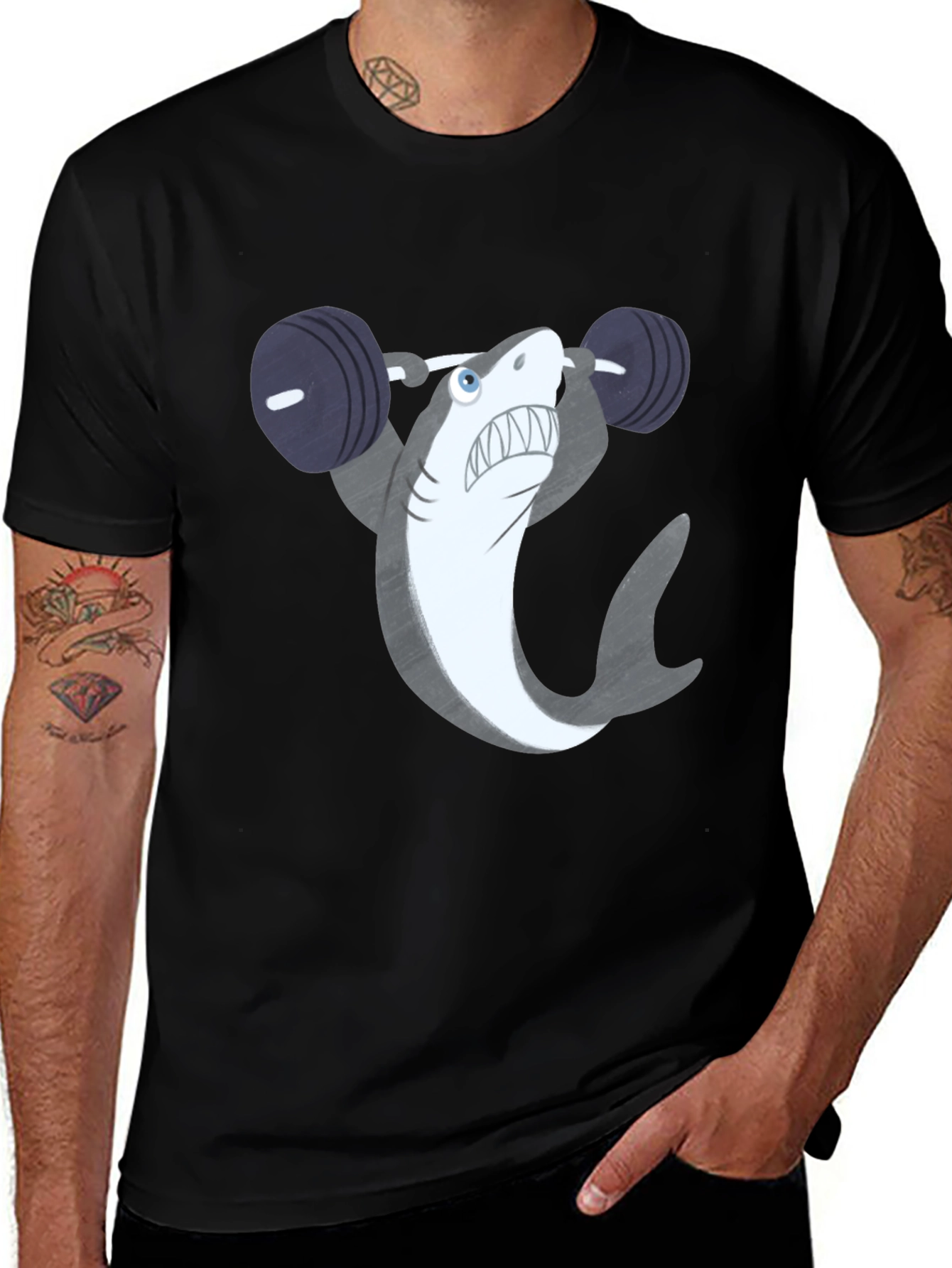 Variant 12 of Weightlifting Shark Graphic Tee - Black