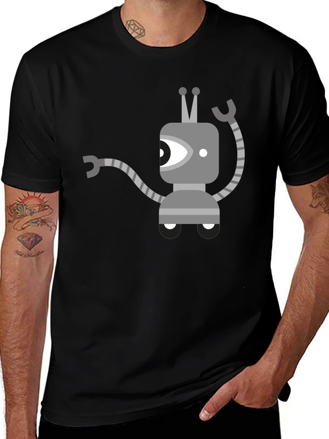 Variant 28 of Robot Graphic Black T-Shirt