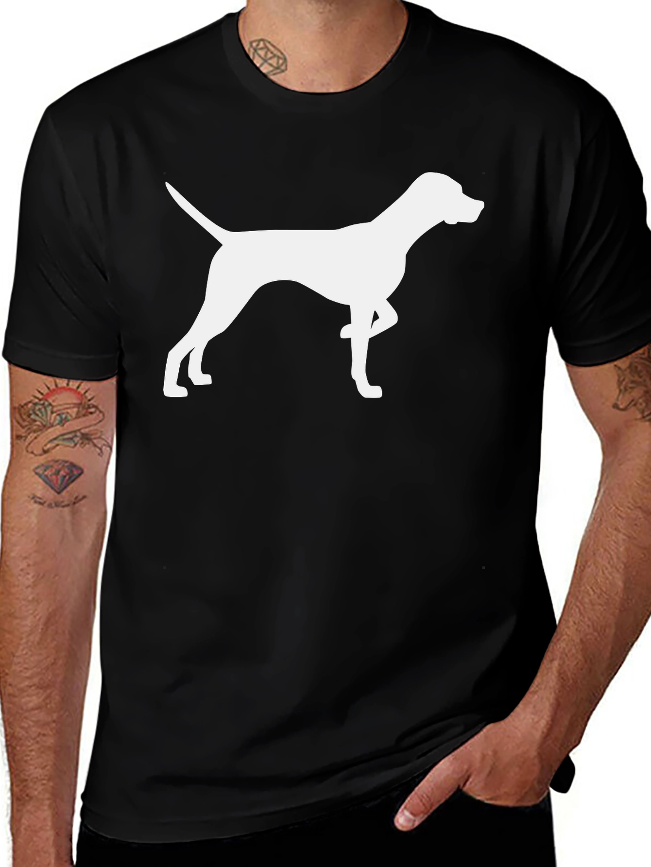 Variant 2 of Pointer Dog Graphic T-Shirt - Black Cotton Tee