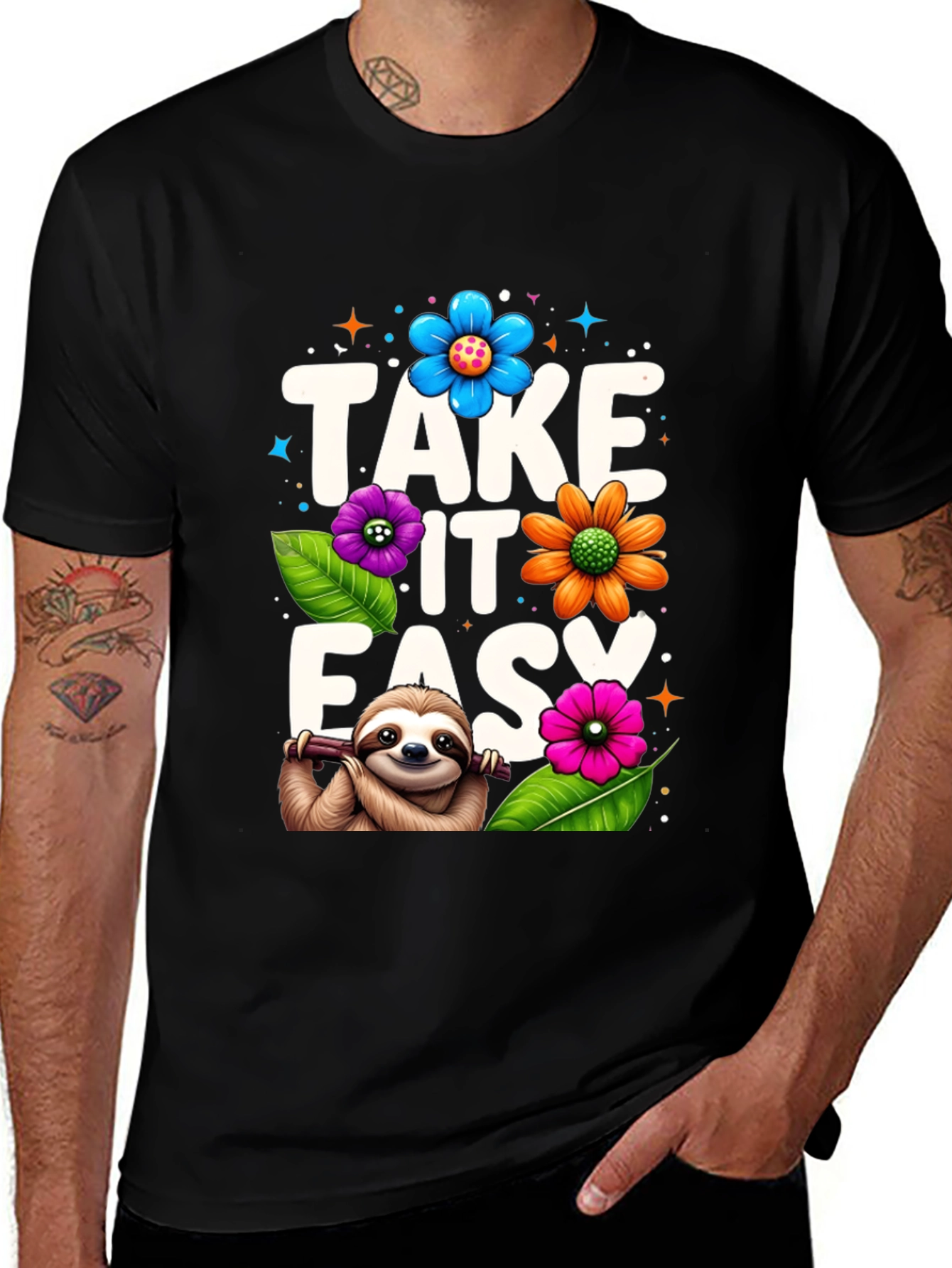 Variant 5 of Relaxed Sloth Graphic Tee - Take It Easy