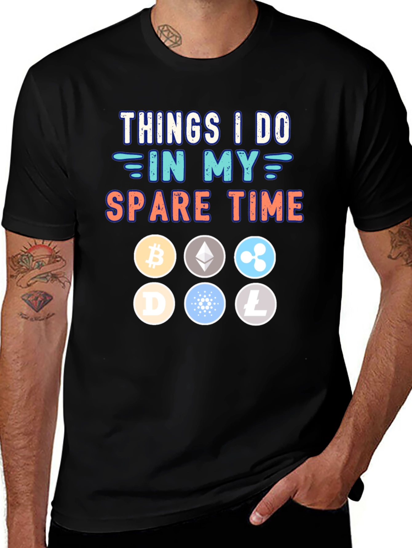 Variant 4 of Crypto Spare Time Black T-Shirt