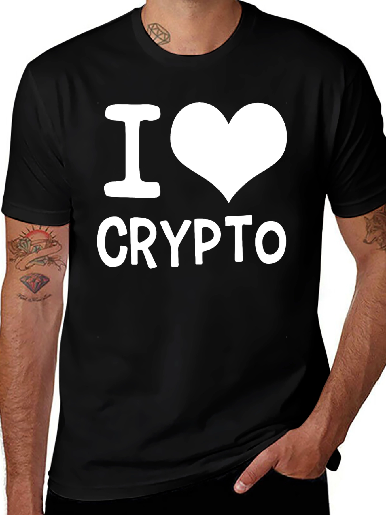 Variant 25 of I Love Crypto T-Shirt - Black, Casual Tee