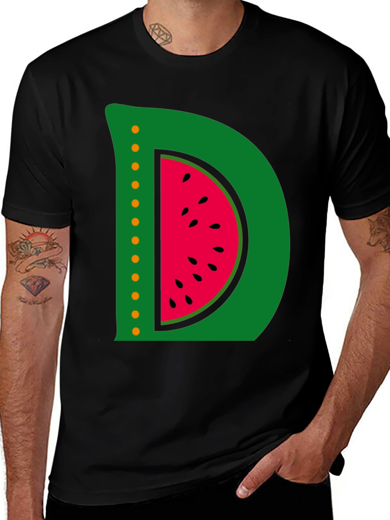 Variant 26 of Watermelon Letter D Graphic T-Shirt