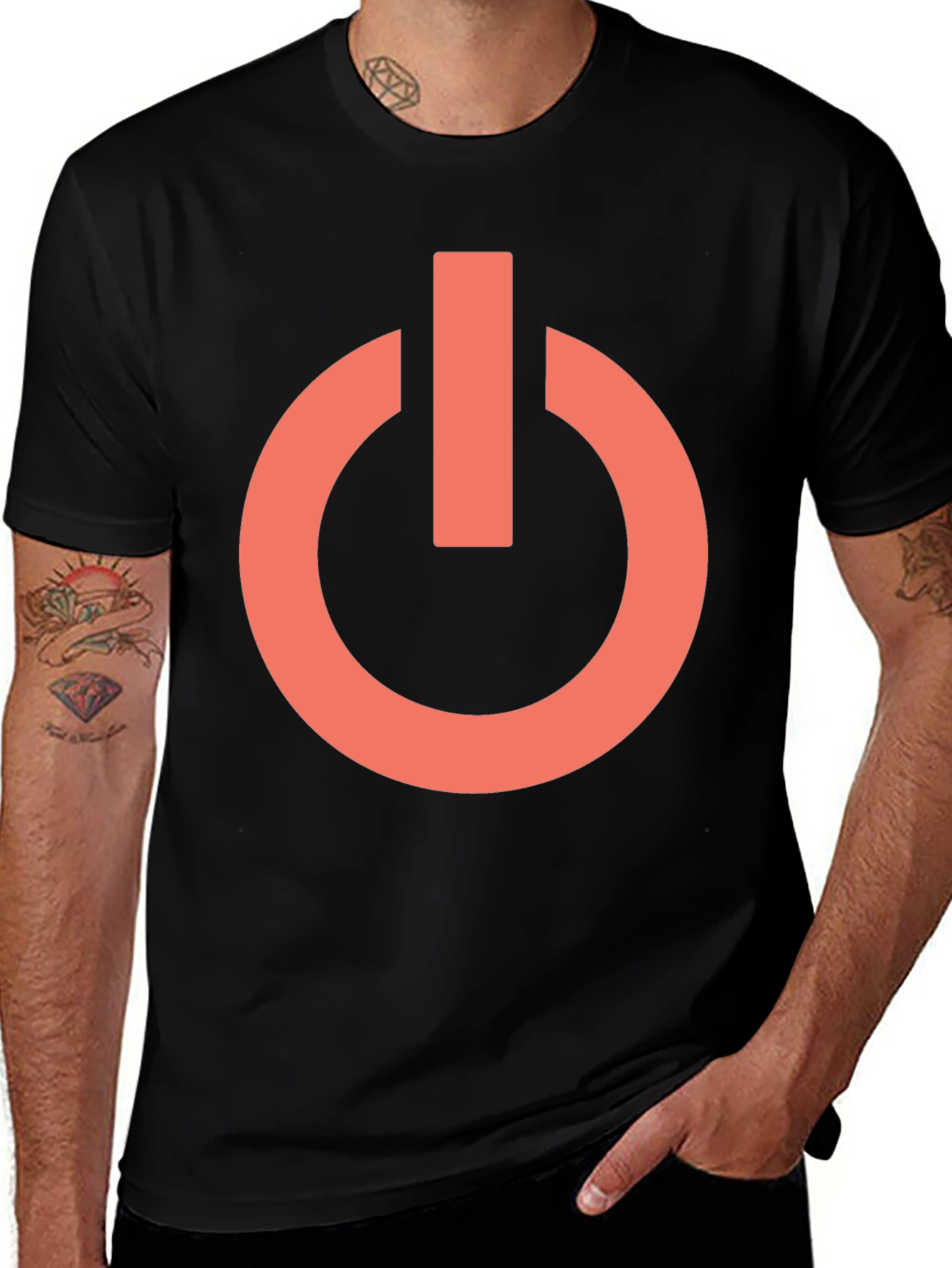 Variant 29 of Power Button Graphic Tee - Black Cotton T-Shirt