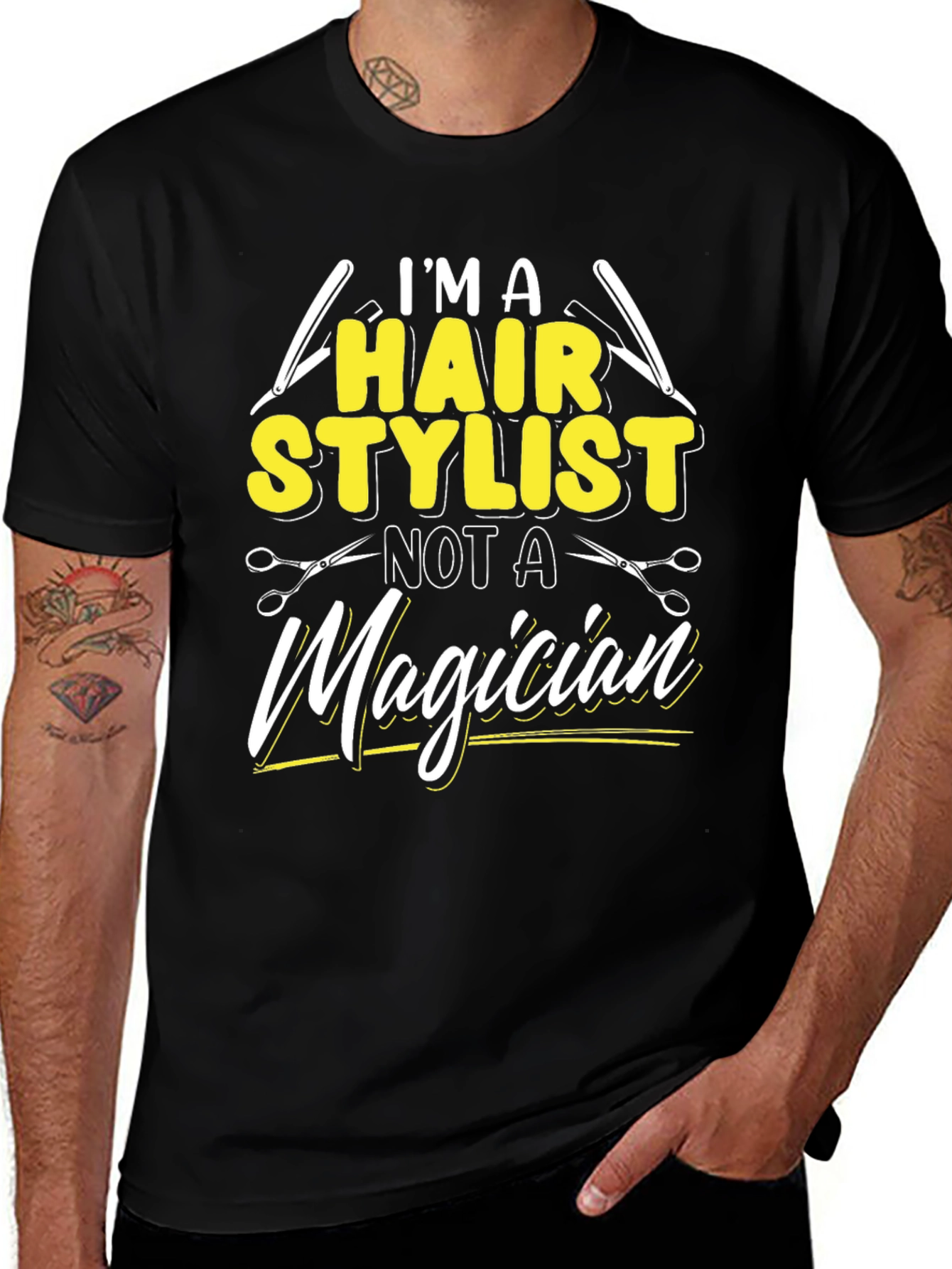Variant 16 of Hair Stylist T-Shirt - Not a Magician Funny Barber Tee