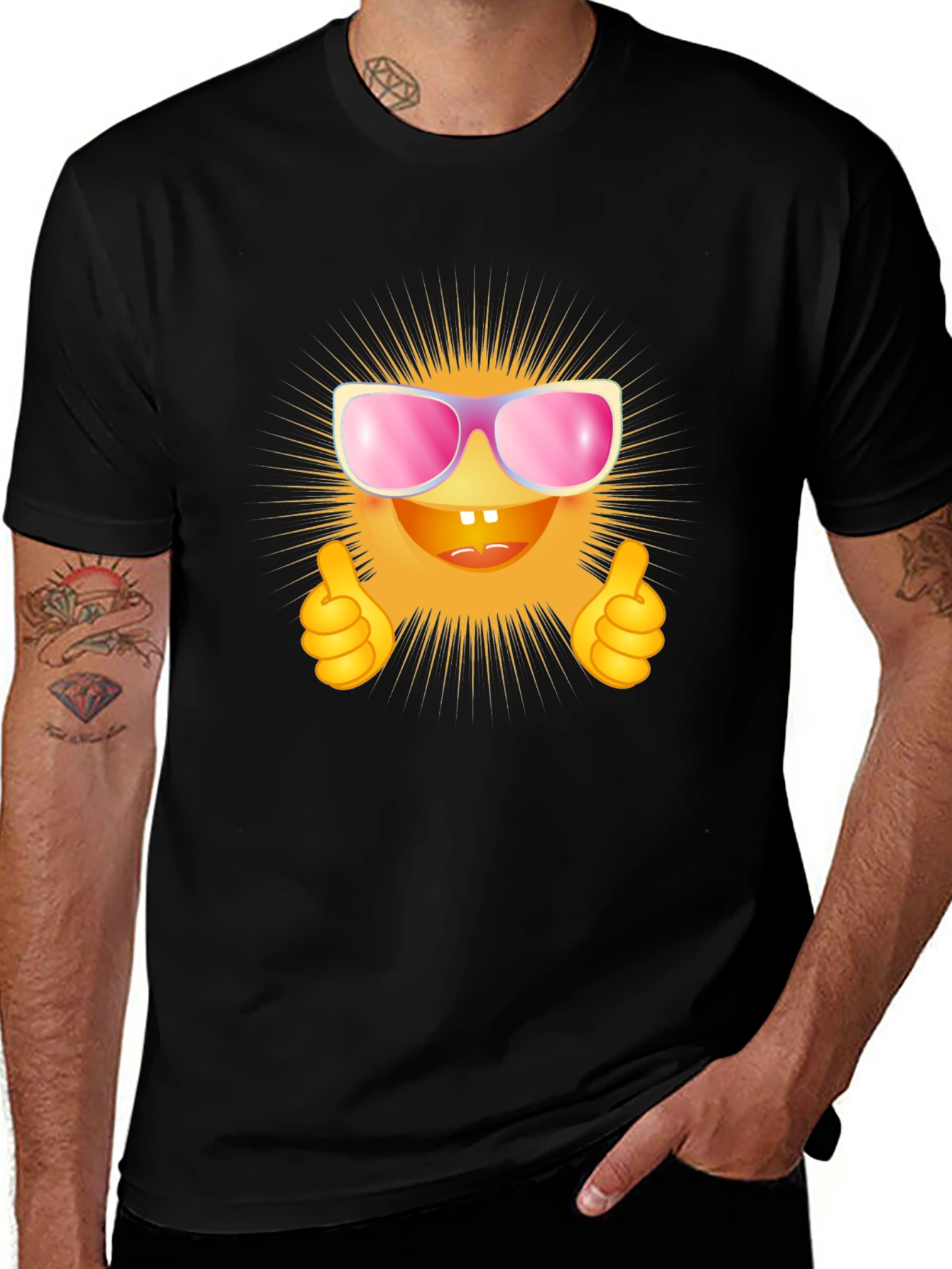 Variant 23 of Funky Sun Graphic Tee - Black Cotton T-Shirt