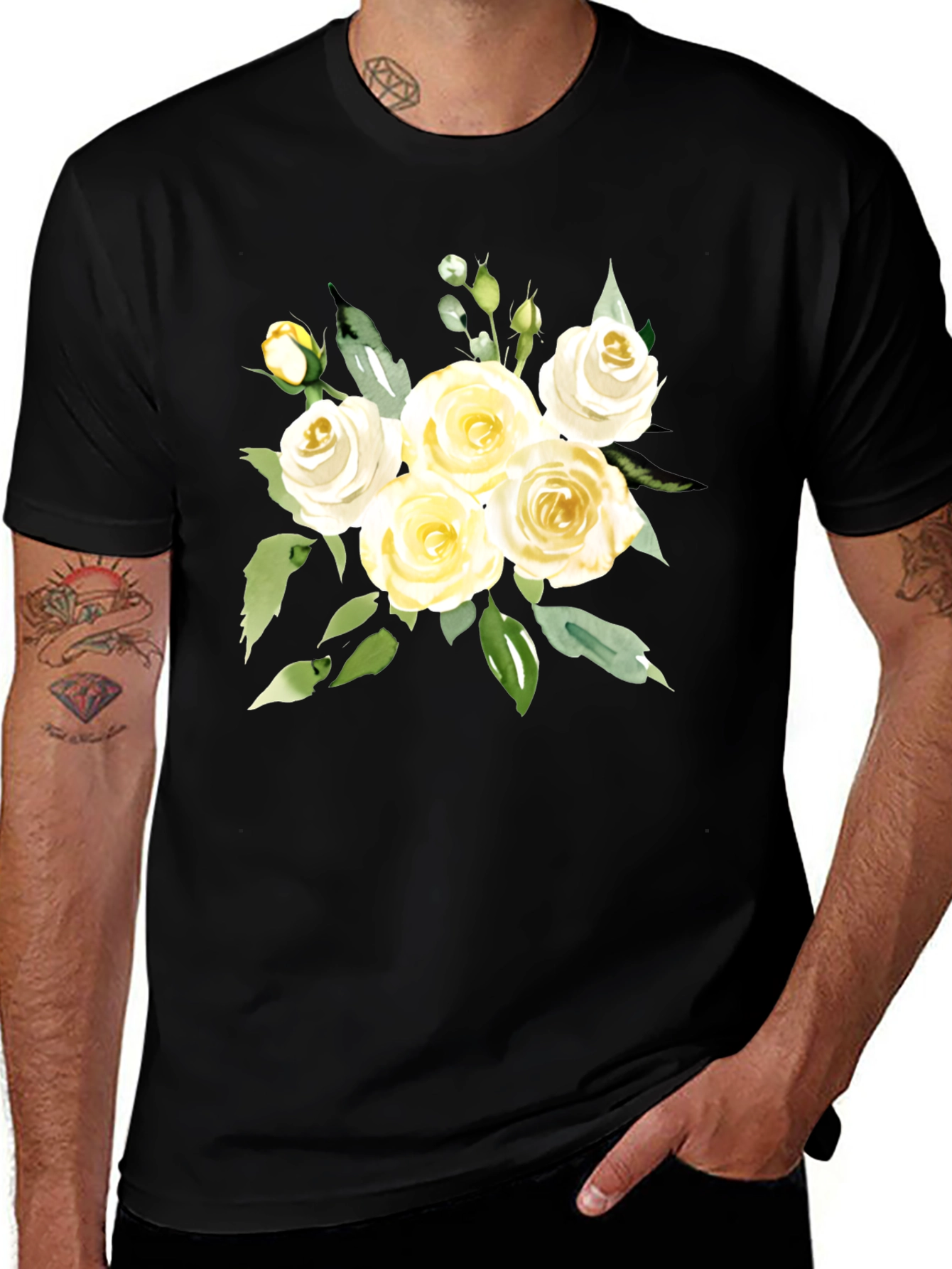 Variant 27 of Floral T-Shirt - Elegant Rose Bouquet Tee