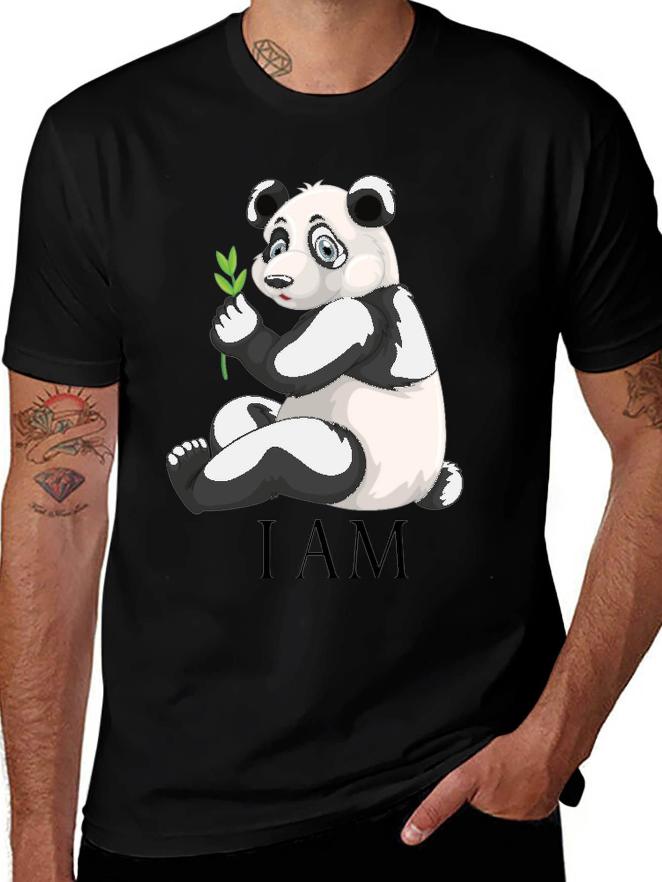 Variant 12 of Panda Bear Graphic Tee - Men's Black T-Shirt