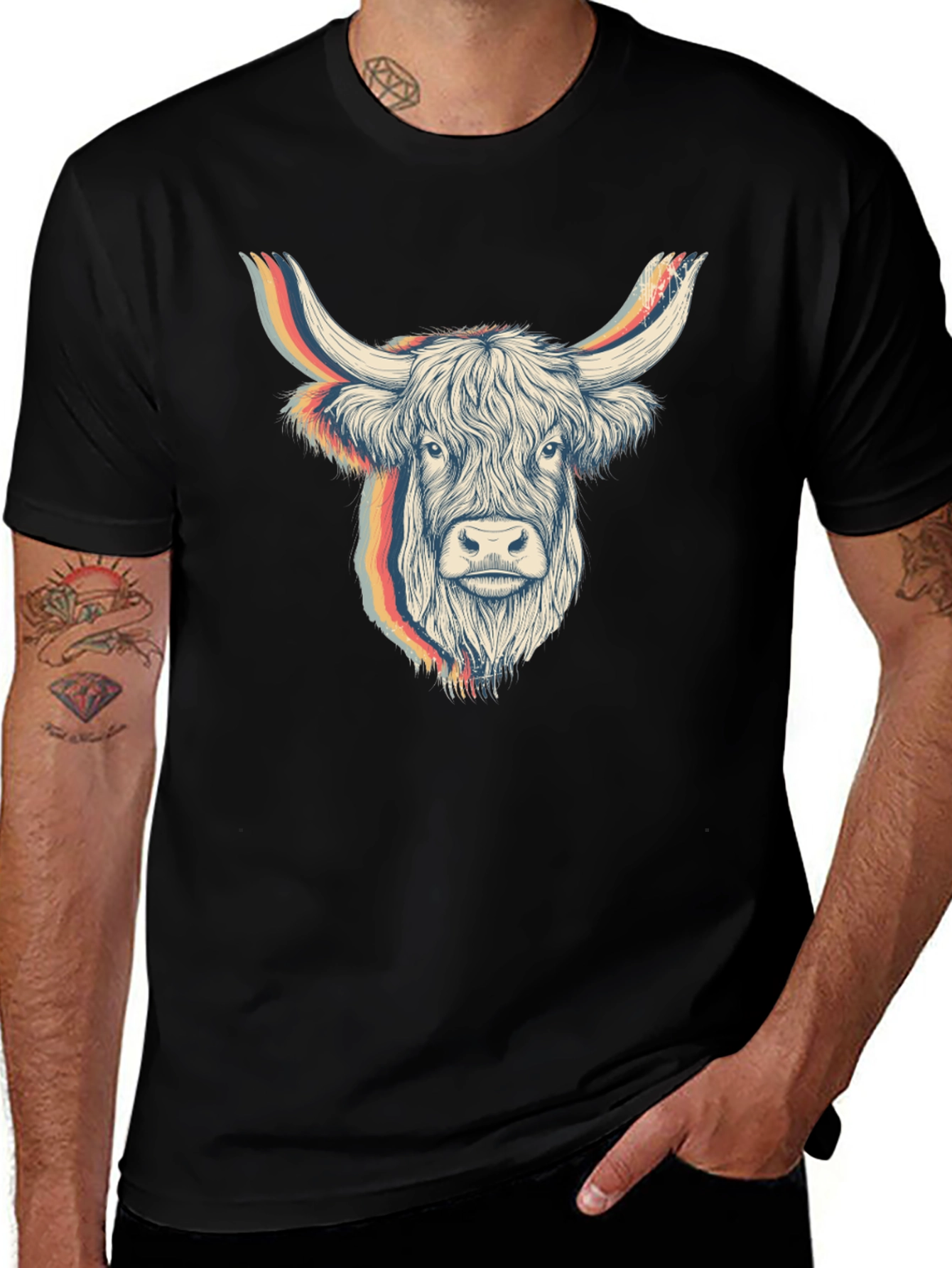 Variant 3 of Retro Highland Cow Graphic Tee