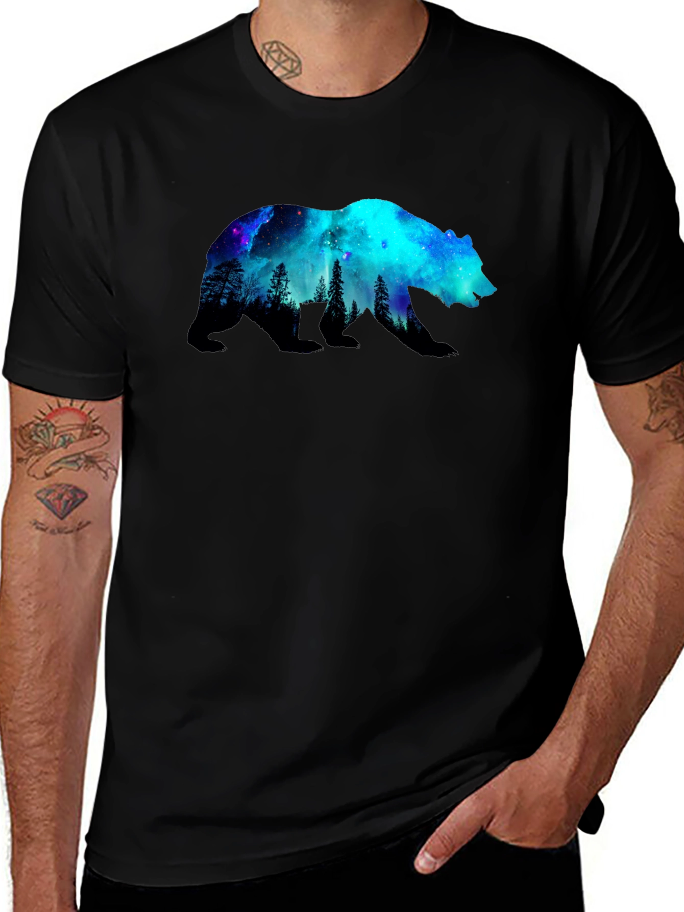 Variant 12 of Cosmic Bear Graphic Tee - Nature Inspired Design