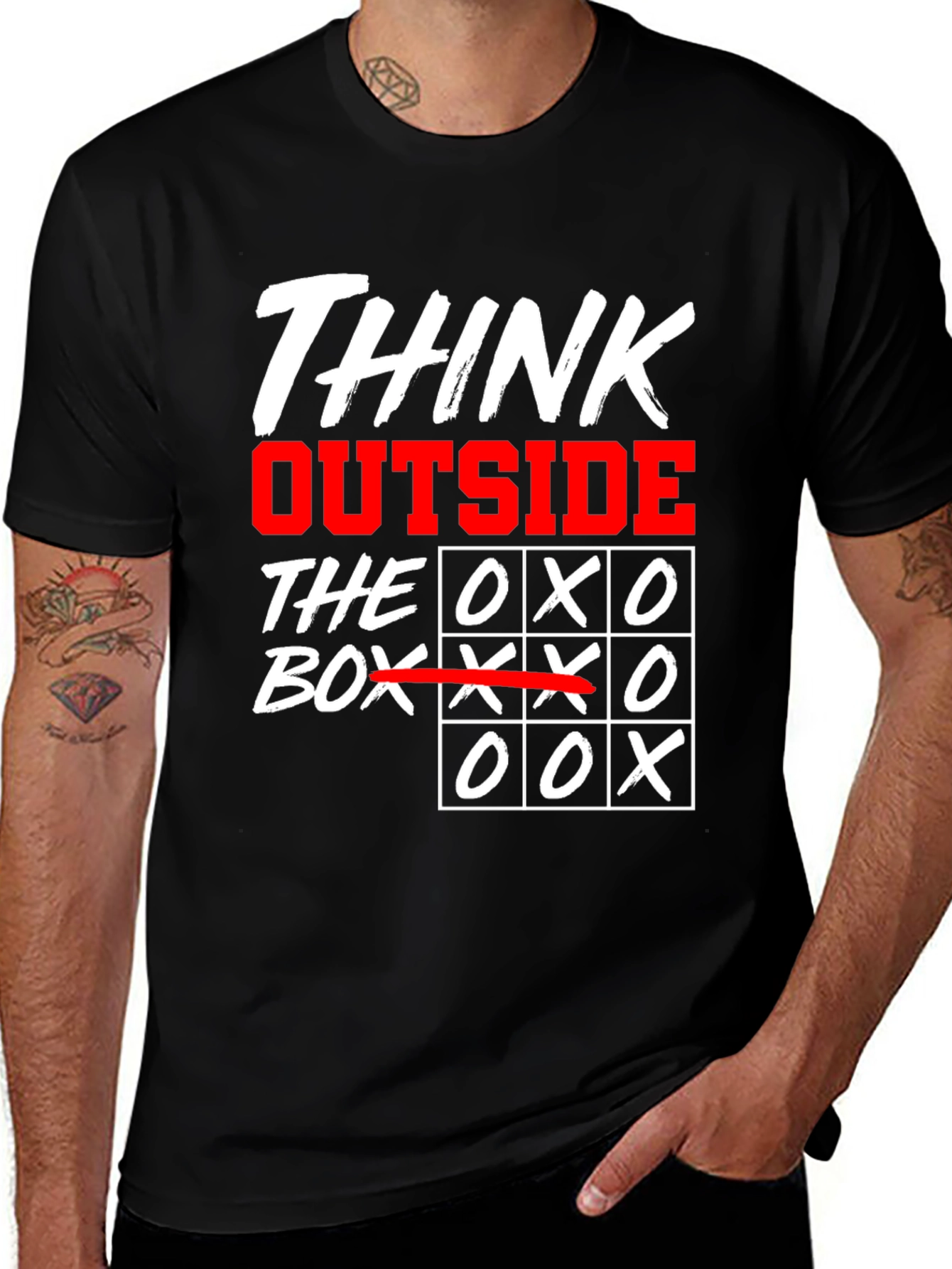 Think Outside the Box T-Shirt - Tic-Tac-Toe Design