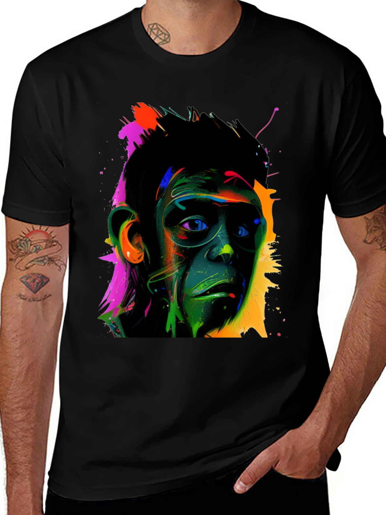 Variant 6 of Colorful Monkey Face Graphic T-Shirt