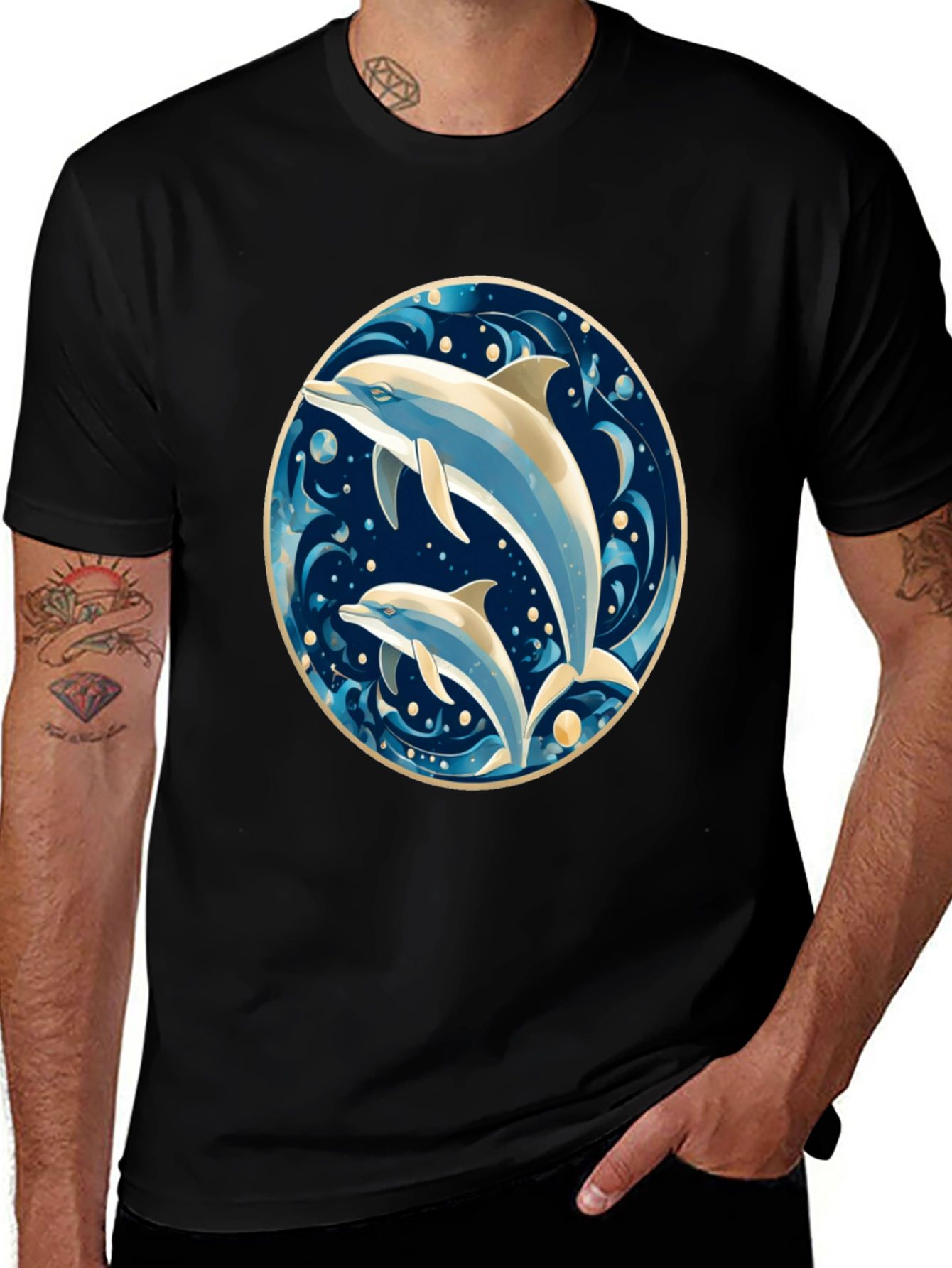 Variant 3 of Dolphin Duo Graphic Tee - Ocean Lover's Delight