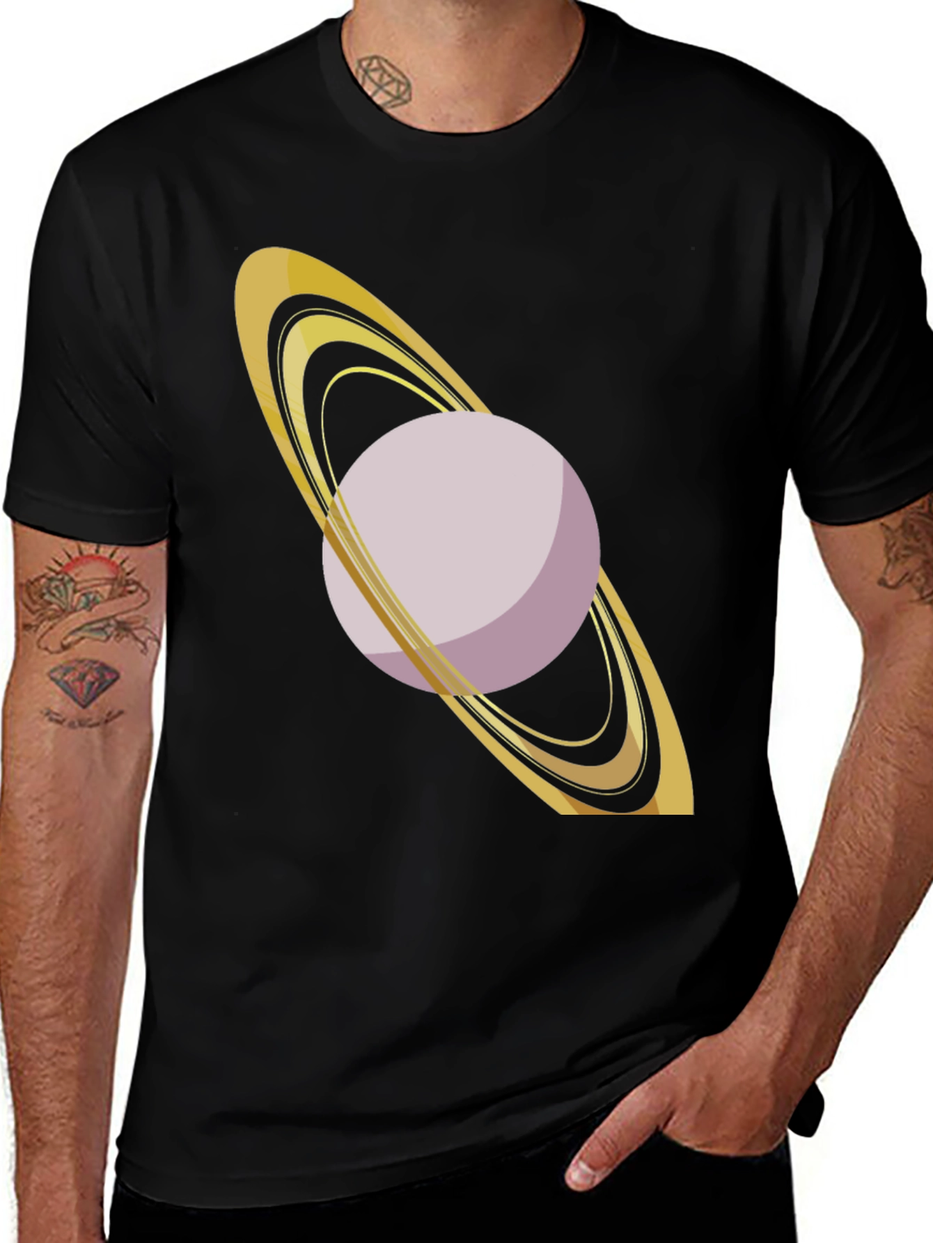 Saturn Graphic Tee - Black Cotton Blend