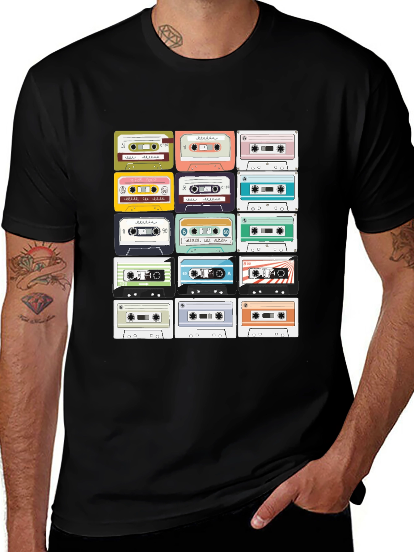 Variant 12 of Retro Cassette Tape Pattern T-Shirt