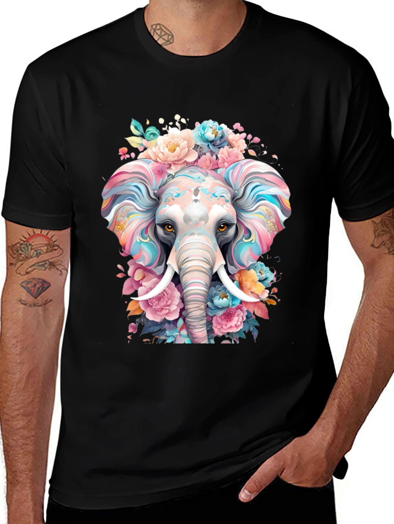 Variant 27 of Floral Elephant Graphic Tee