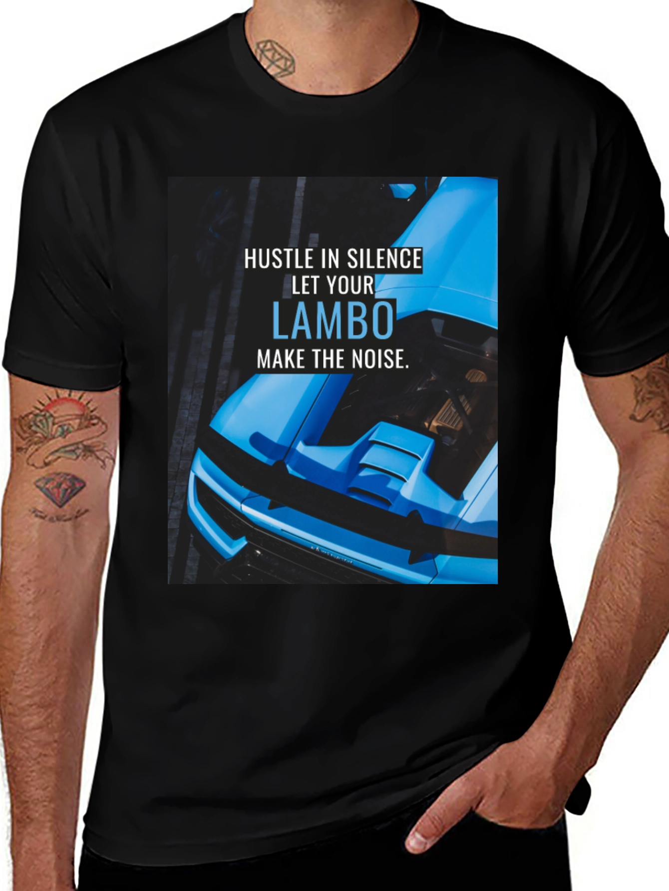 Variant 7 of Hustle in Silence Lambo Graphic Tee