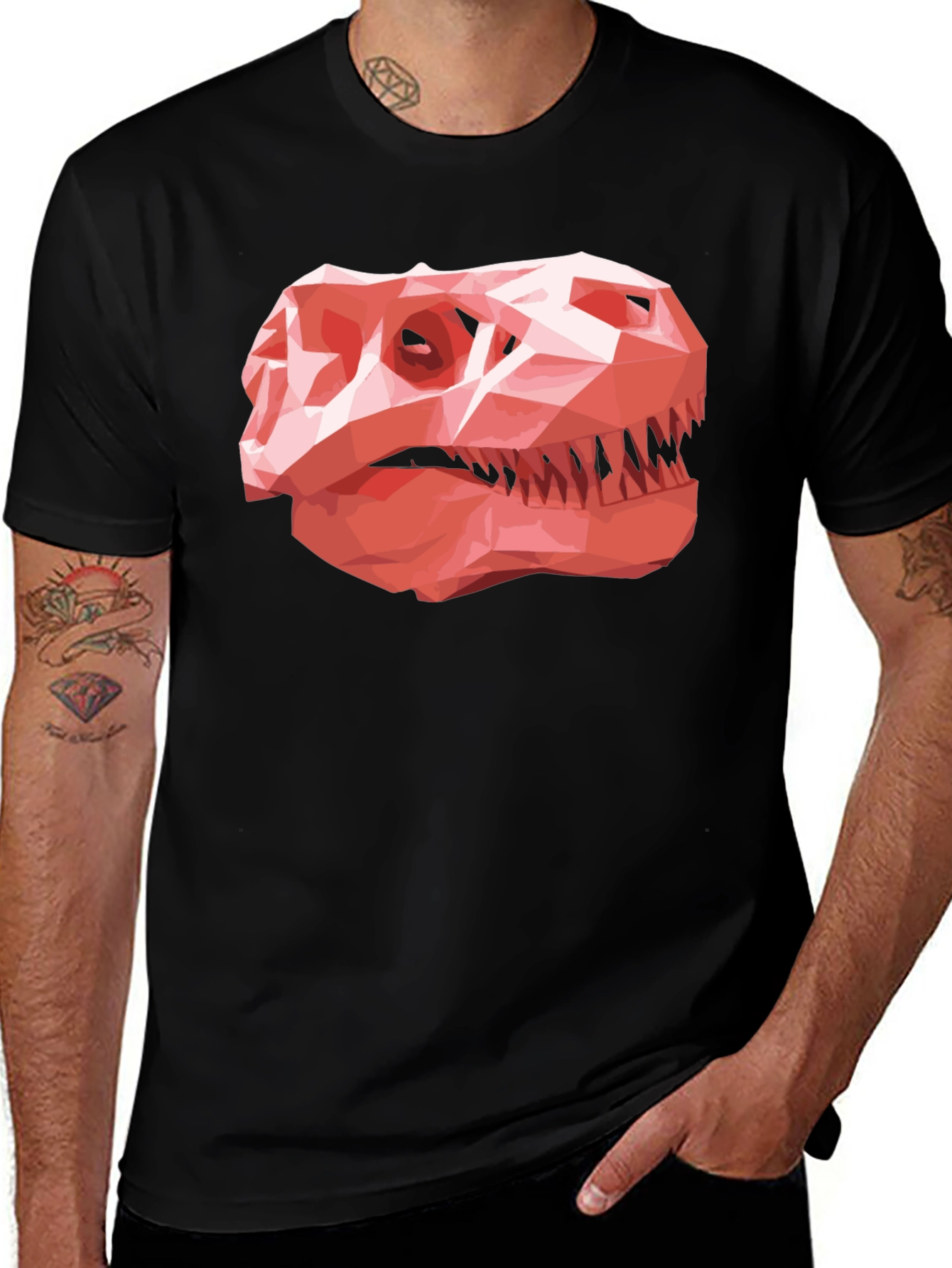 Variant 27 of Geometric Dinosaur Skull Graphic T-Shirt