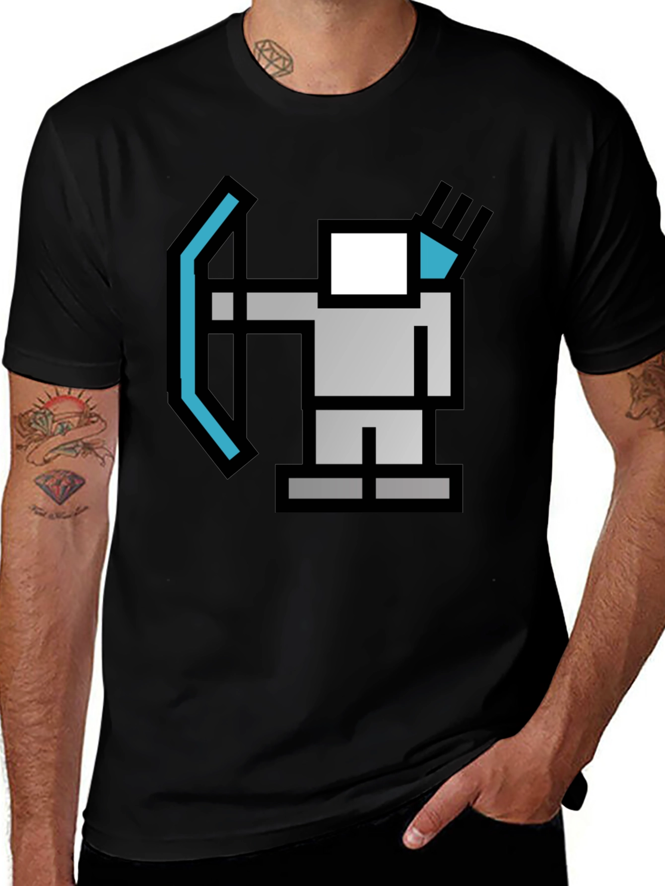 Variant 6 of Pixel Archer Black T-Shirt - Retro Gaming Style