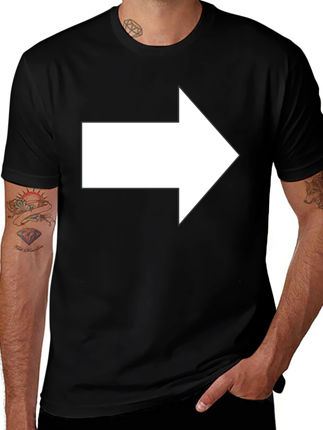 Variant 22 of Right Arrow T-Shirt - Black Cotton Blend Casual Tee