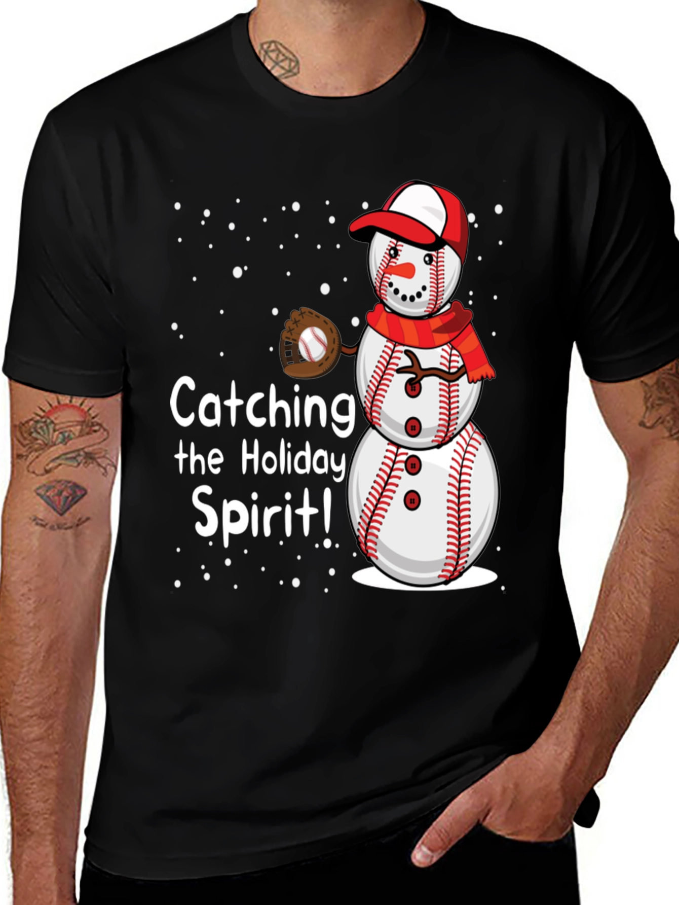 Variant 19 of Catching the Holiday Spirit T-Shirt - Baseball Snowman