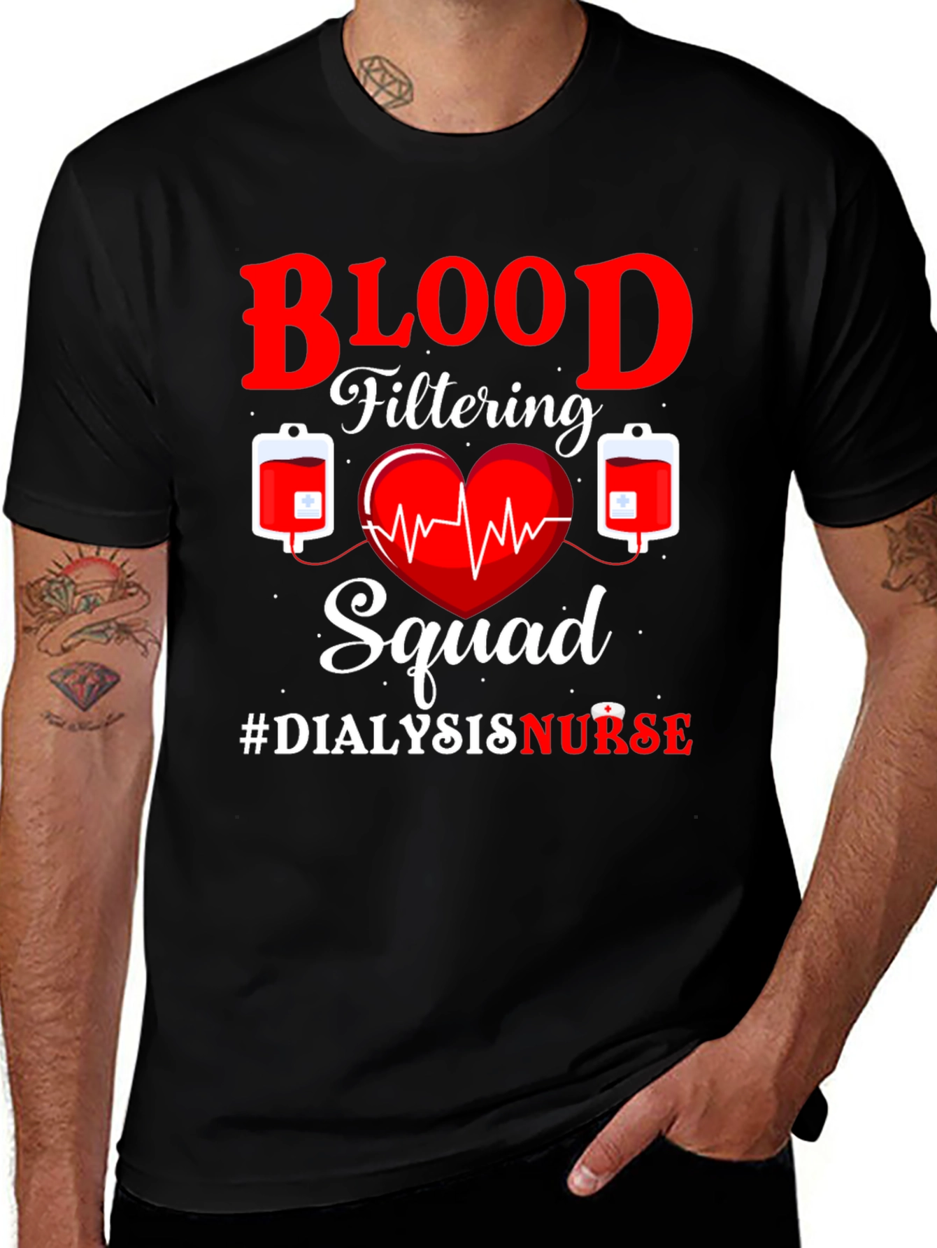 Variant 17 of Blood Filtering Squad Dialysis Nurse T-Shirt