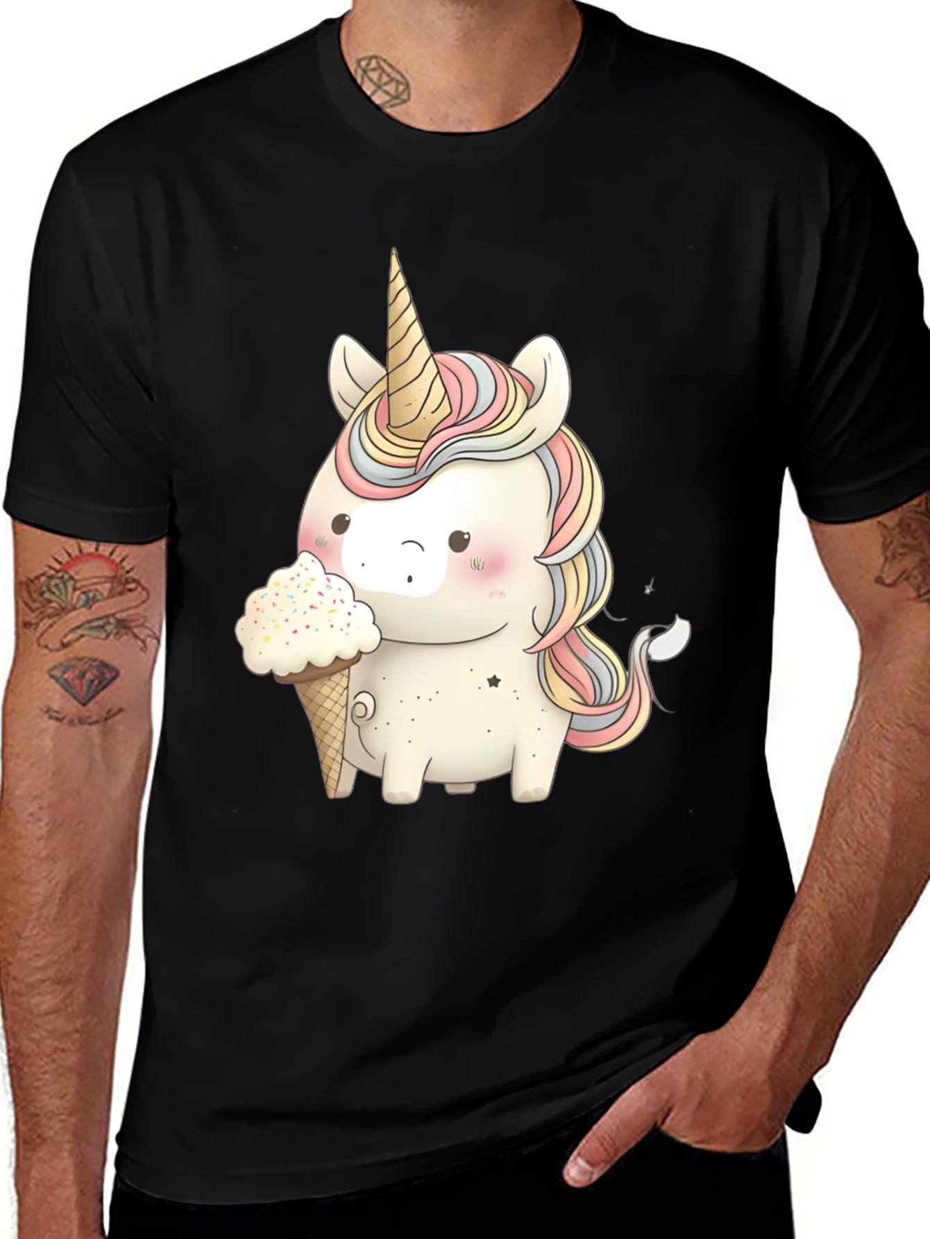 Variant 27 of Unicorn Ice Cream Black T-Shirt