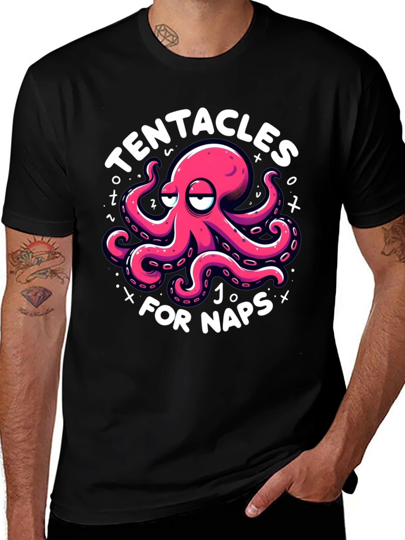 Tentacles for Naps Black Graphic T-Shirt