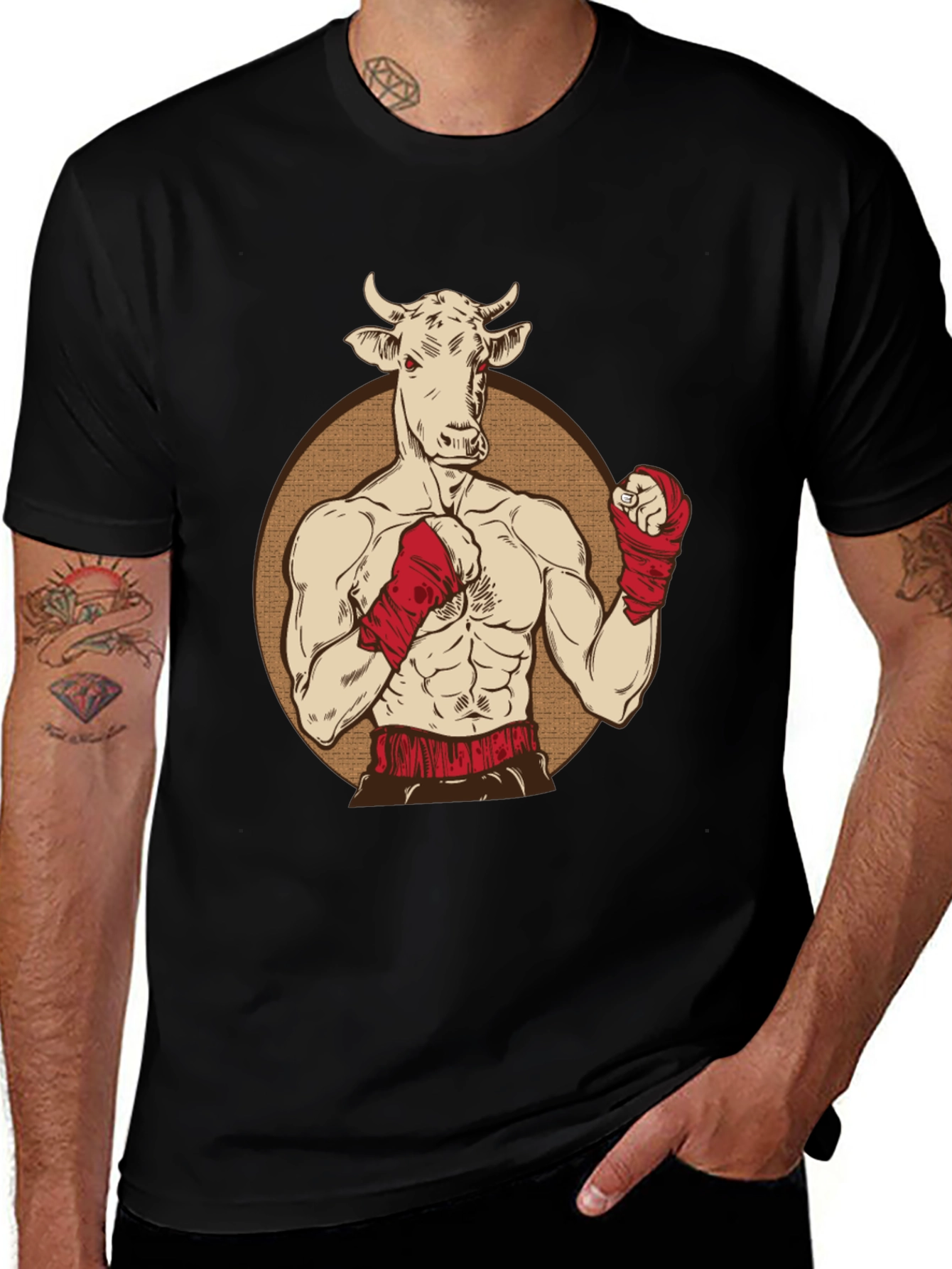 Variant 20 of Cow Boxer Graphic T-Shirt - Unique Animal Design