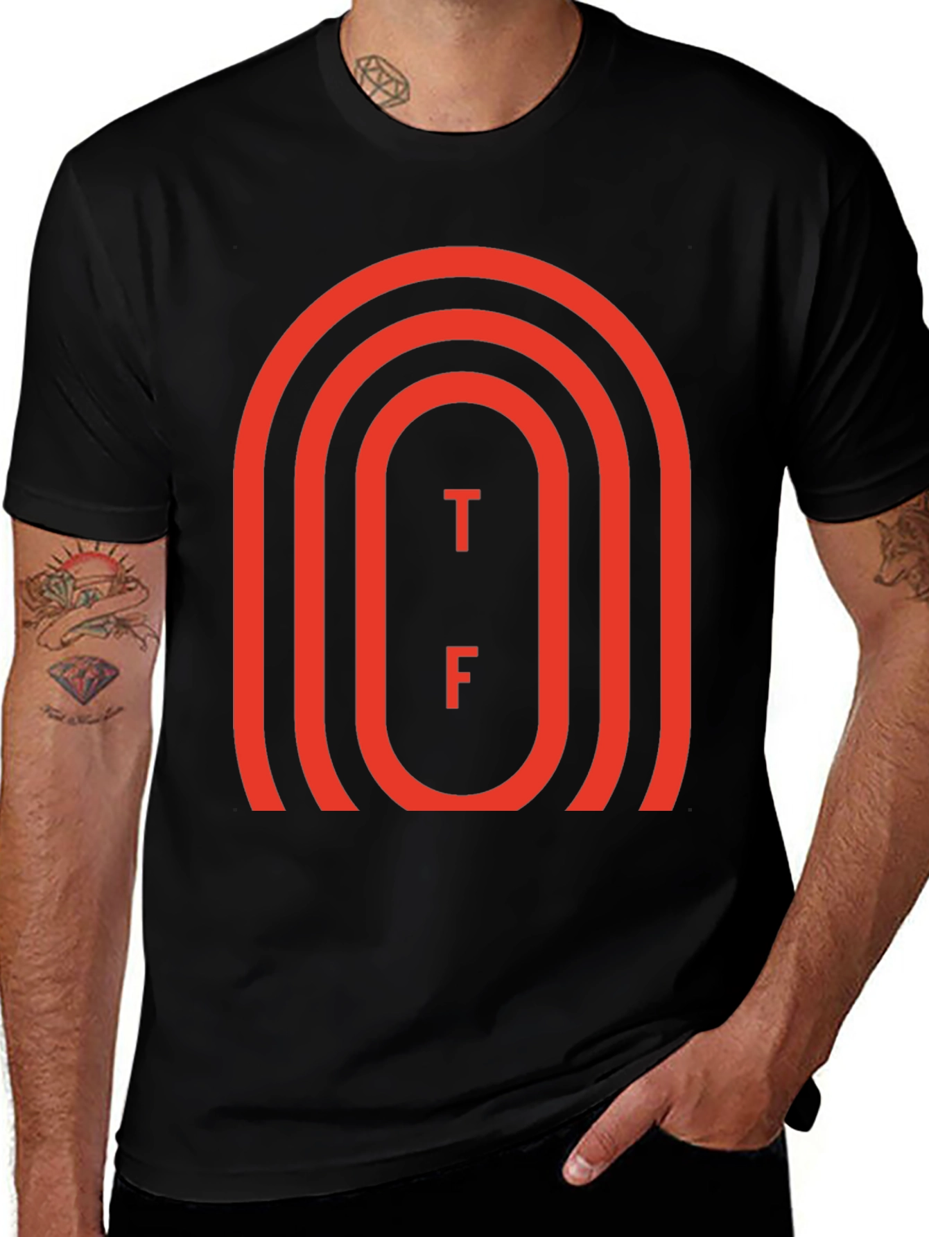 Variant 10 of Modern Graphic Tee - Retro TF Design, Casual Black Cotton Shirt