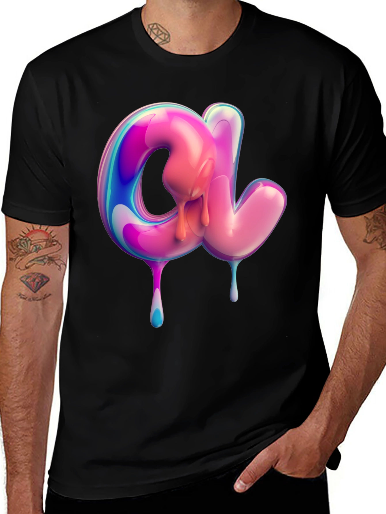 Variant 3 of Dripping Alpha Graphic T-Shirt - Black Cotton Tee
