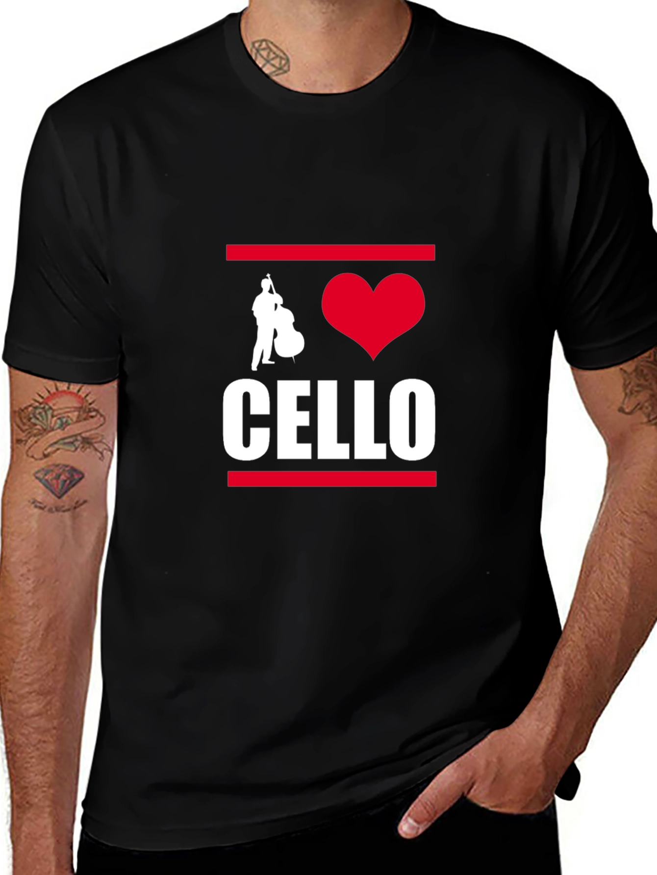 Variant 3 of I Heart Cello Black T-Shirt - Music Lover Tee