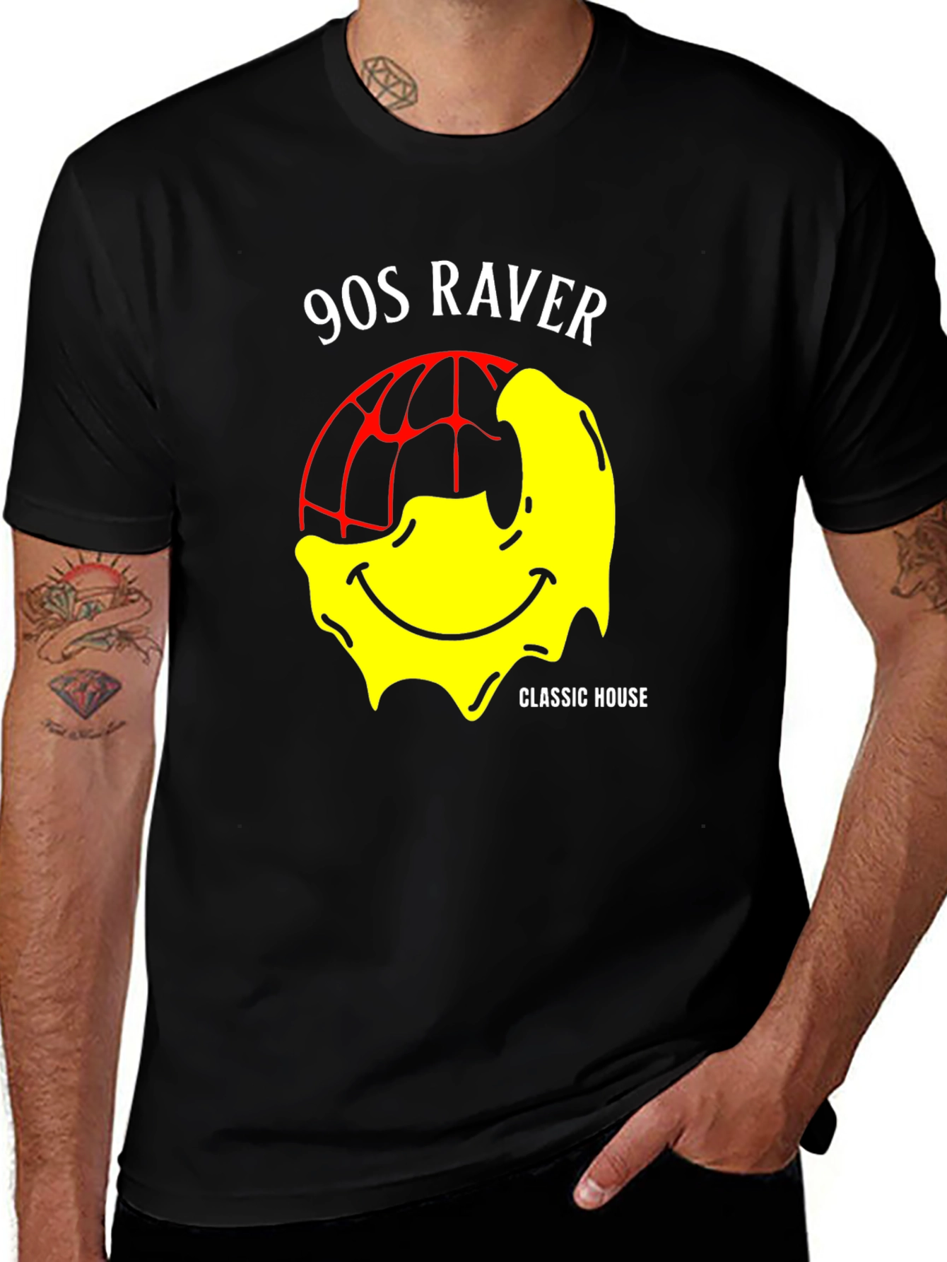 Variant 4 of 90s Raver Classic House Smiley Face Graphic T-Shirt
