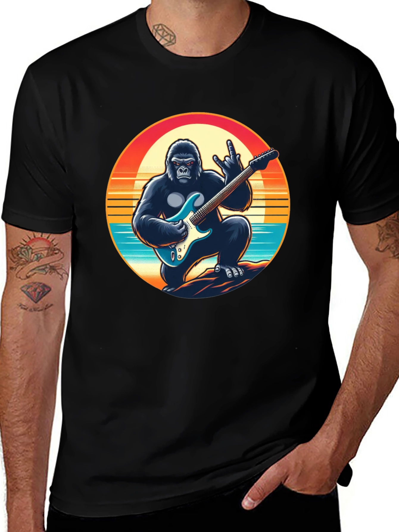 Variant 19 of Rockin' Gorilla Graphic Tee - Cool Music Lover T-Shirt