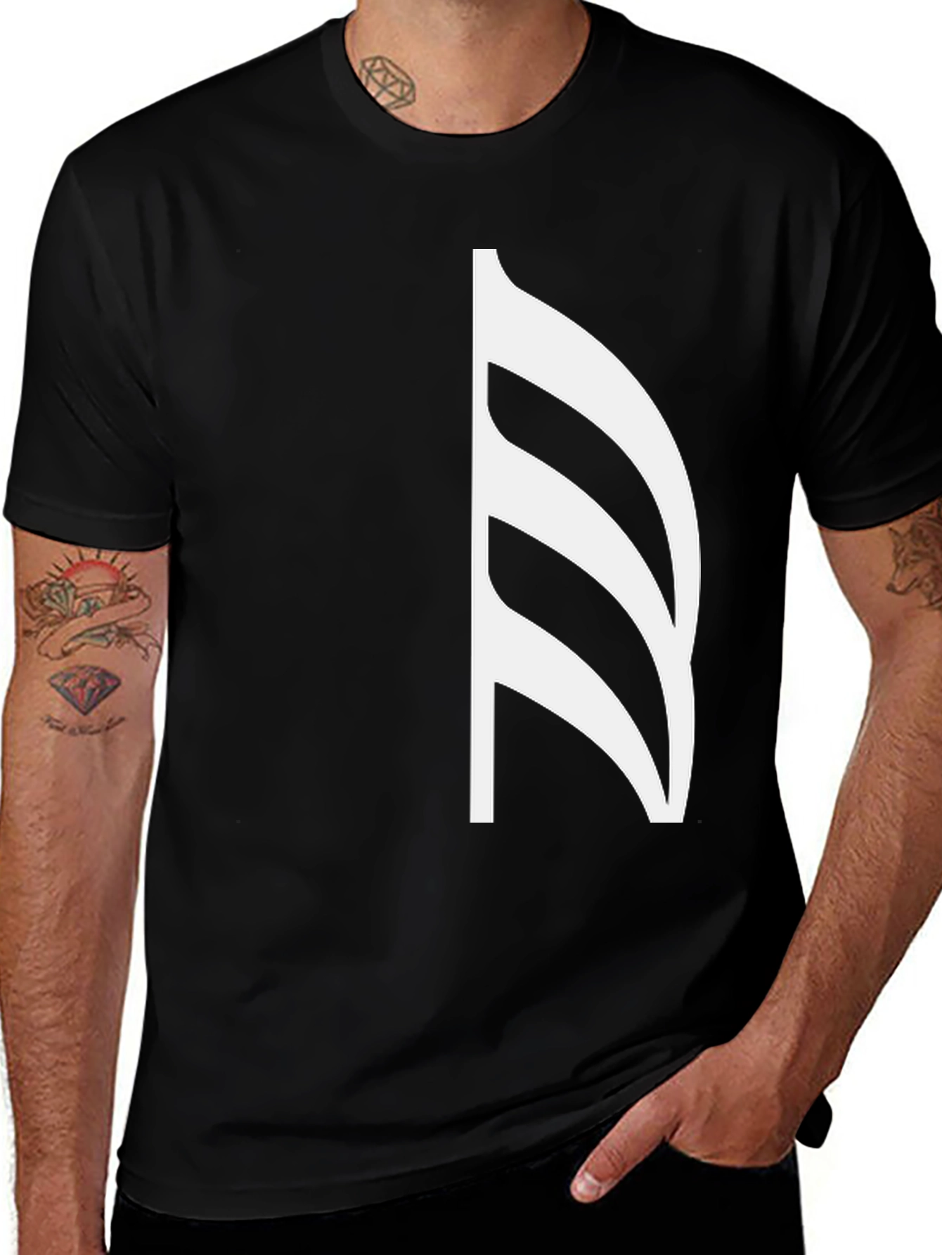 Variant 28 of Stylish Black T-Shirt with White Musical Note Graphic