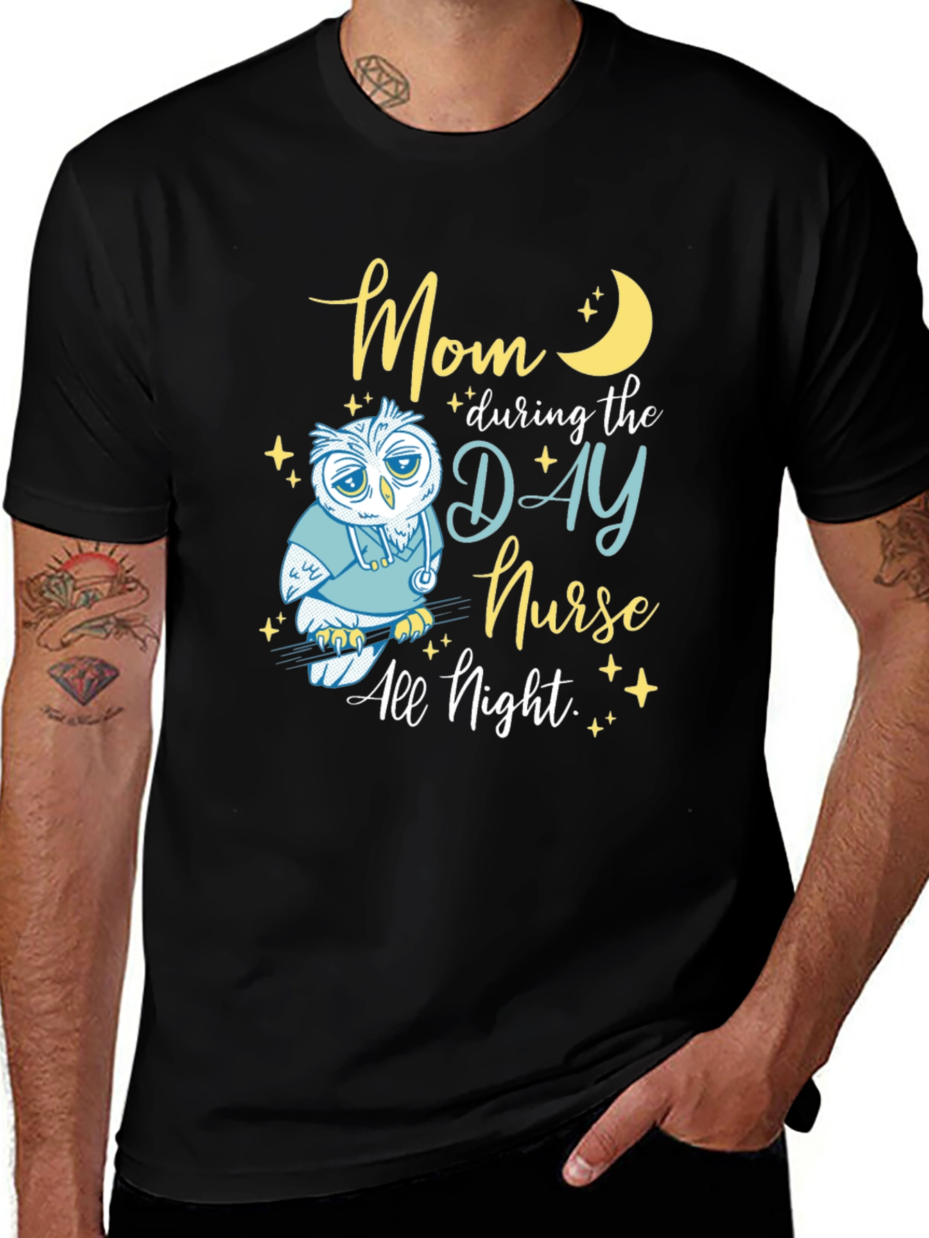 Variant 14 of Mom Day Nurse, Night Owl T-Shirt - Soft Cotton Blend