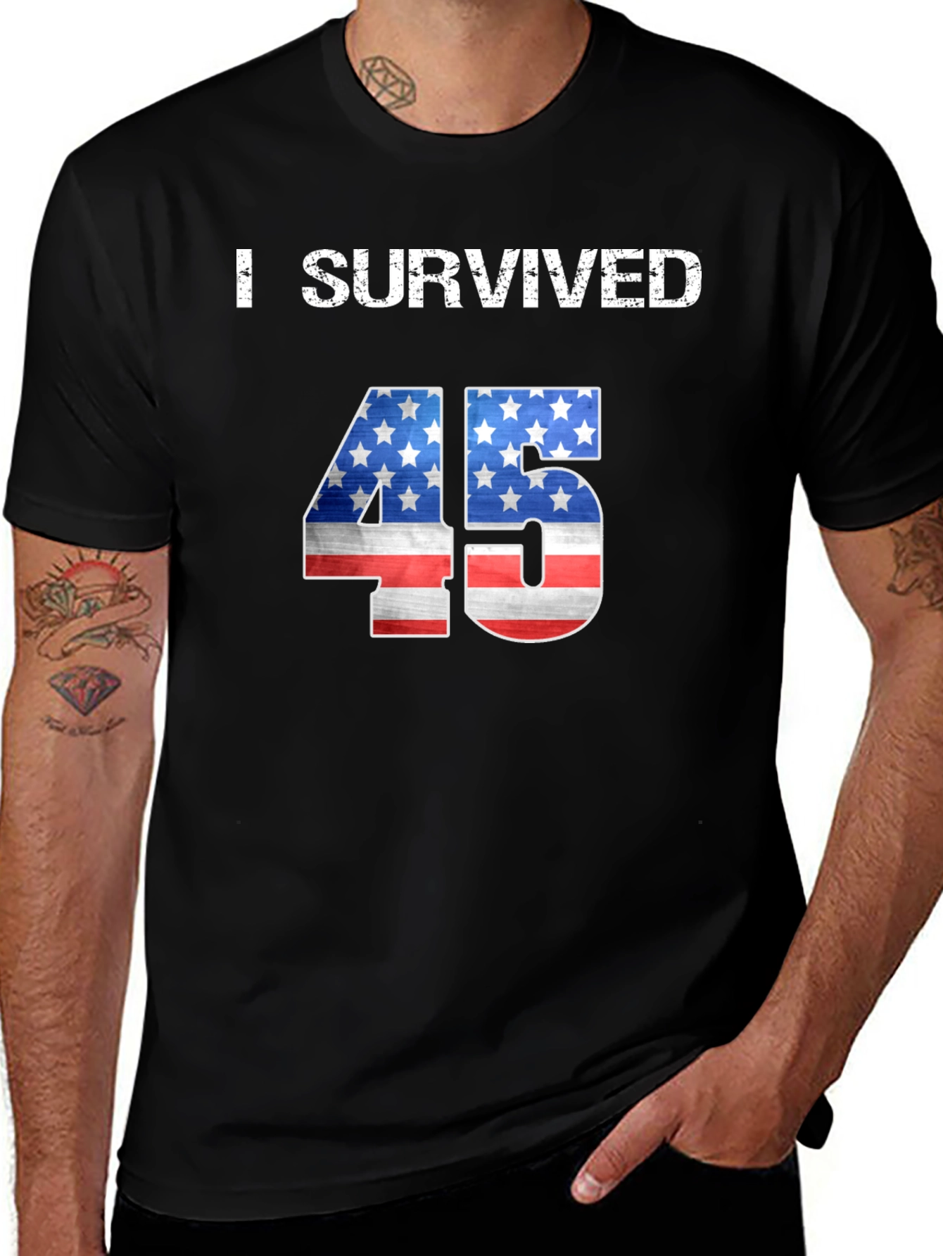 Variant 5 of I Survived 45 T-Shirt, USA Flag Graphic Tee