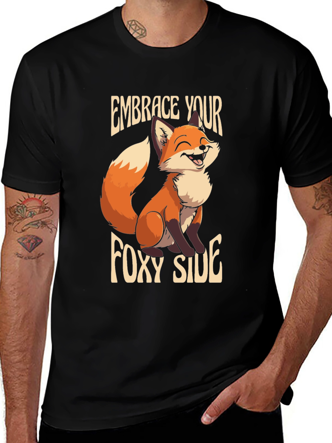 Variant 19 of Embrace Your Foxy Side Black Graphic Tee