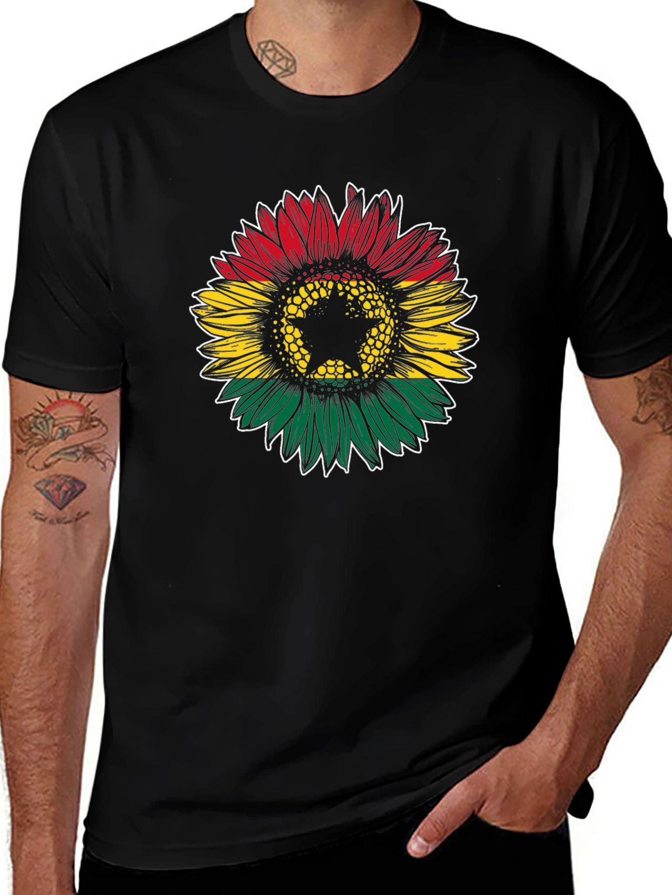 Variant 9 of Ghana Flag Sunflower Graphic T-Shirt