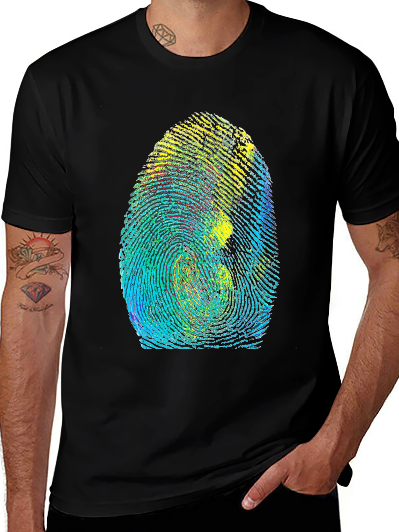 Variant 23 of Unique Fingerprint Graphic T-Shirt - Black