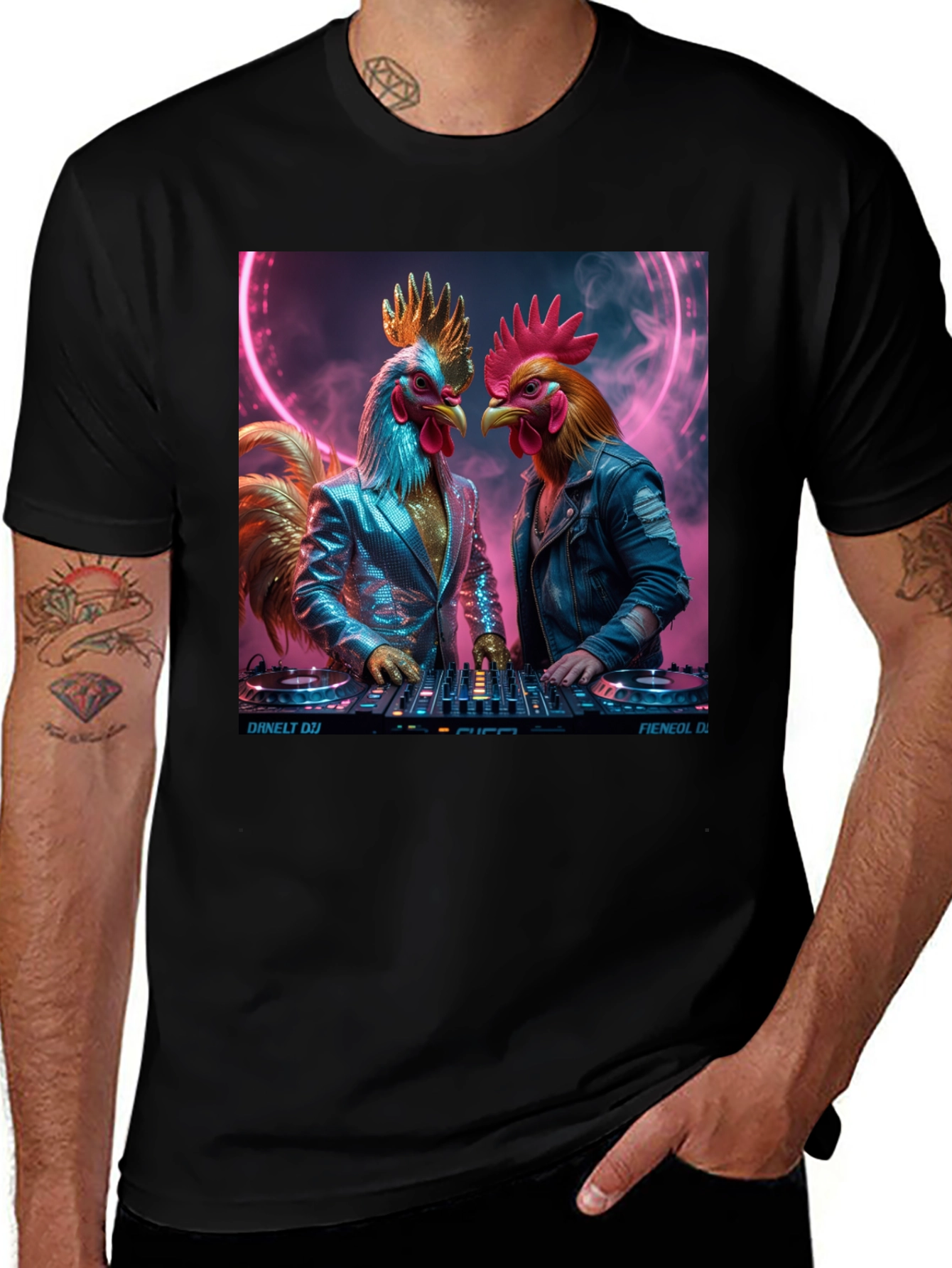 Variant 25 of DJ Rooster Graphic Tee - Cool Novelty T-Shirt