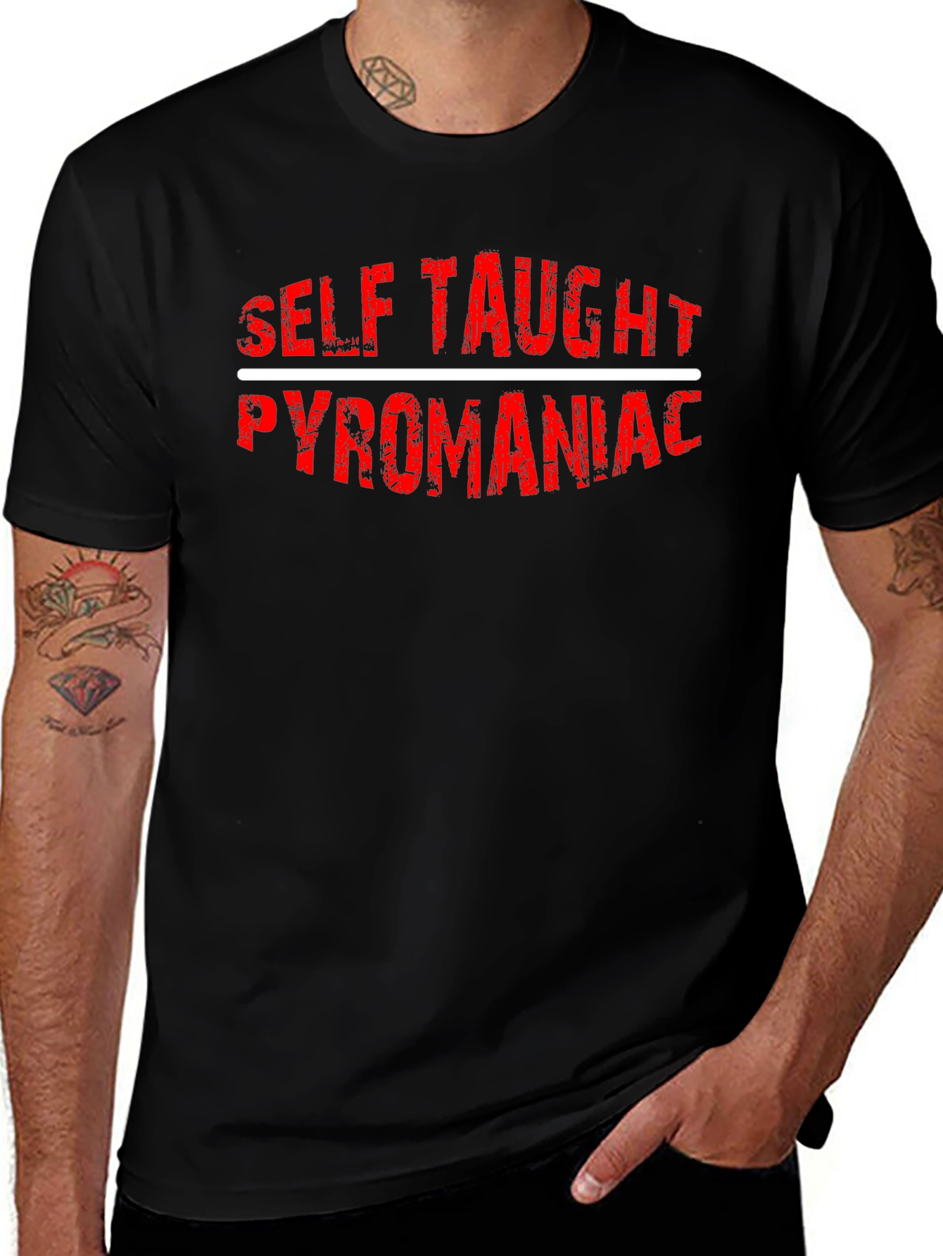 Variant 18 of Self-Taught Pyromaniac Black Graphic T-Shirt