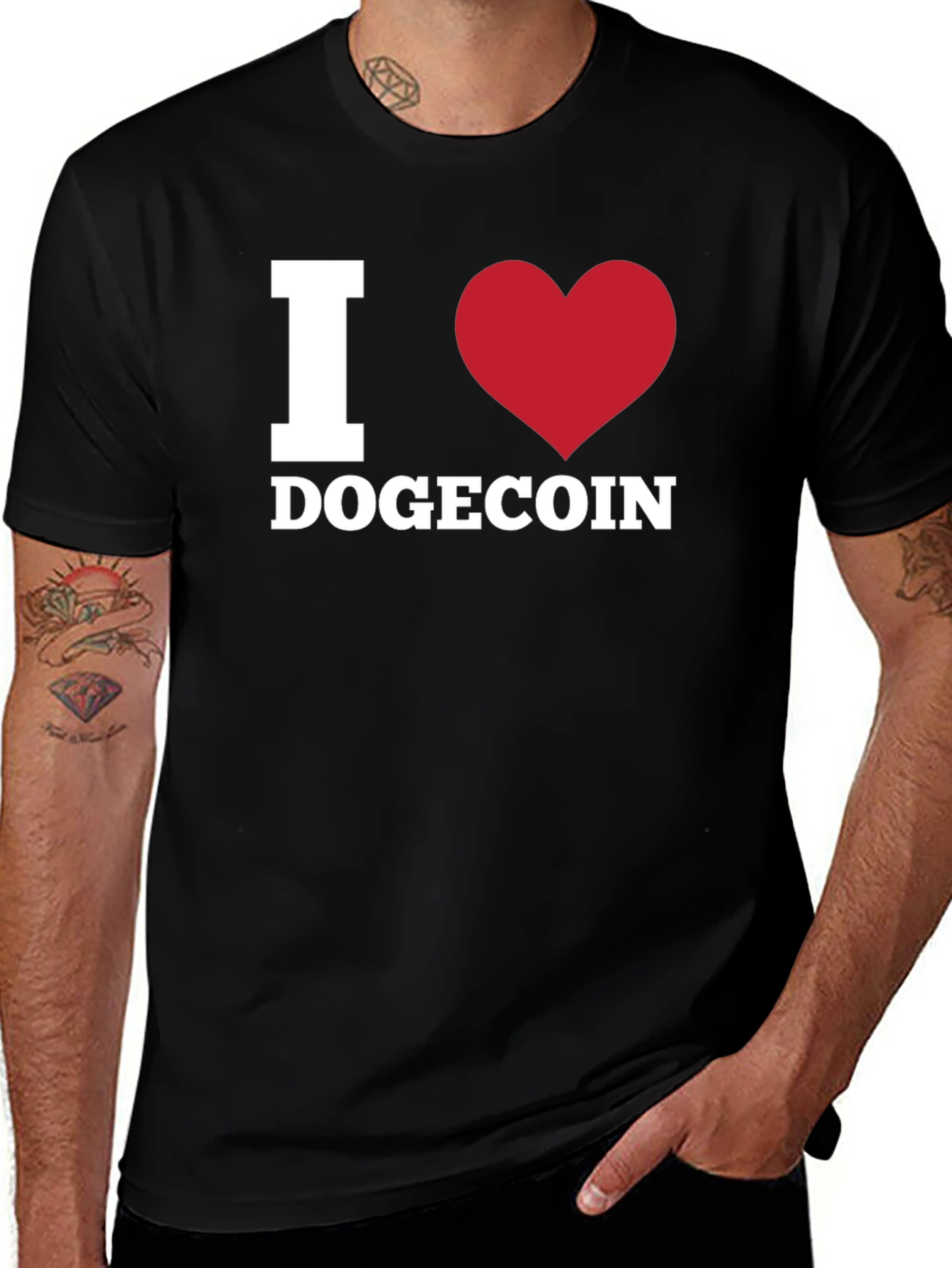 Variant 16 of I Heart Dogecoin Black T-Shirt Crypto Fan Apparel