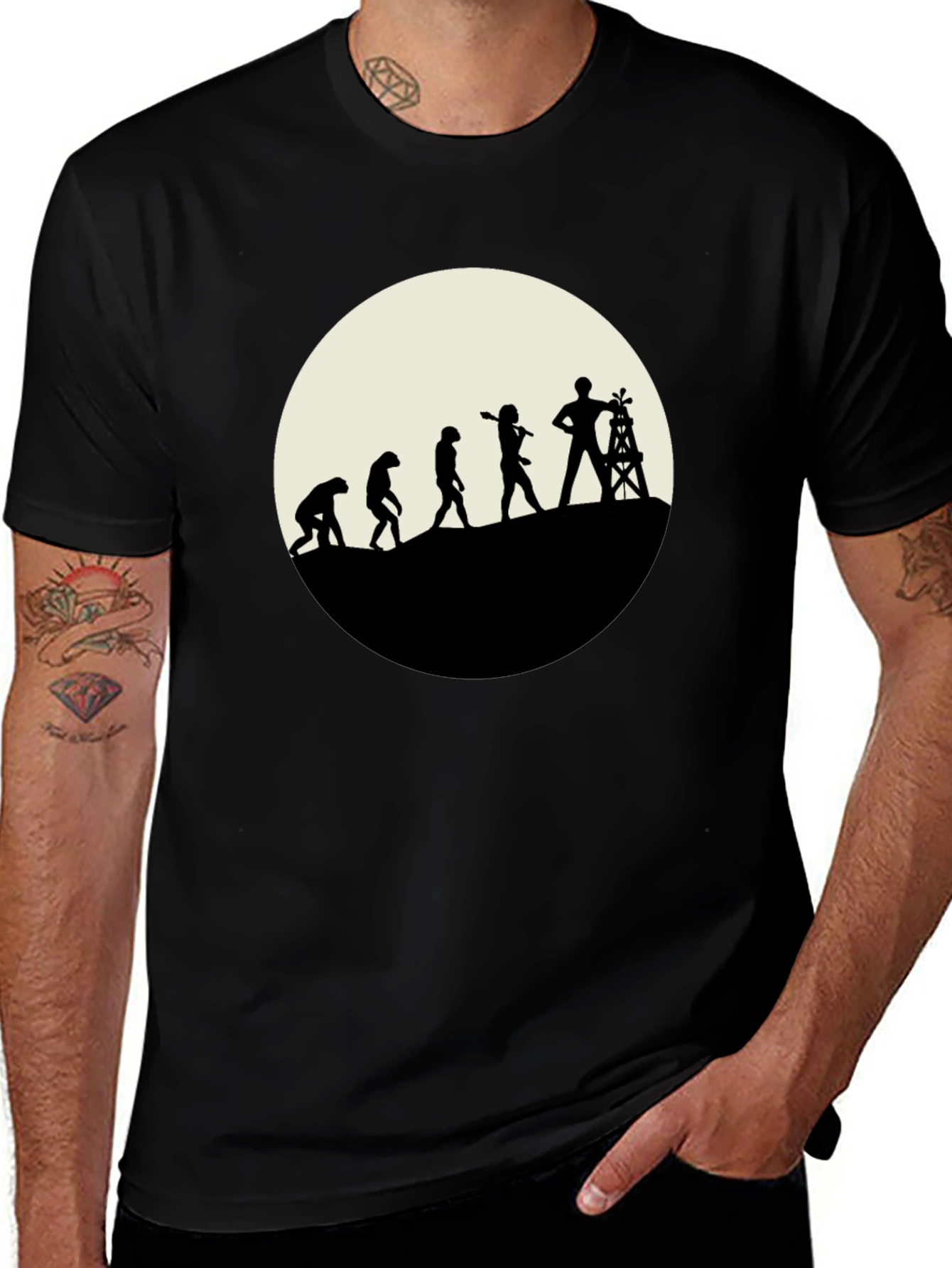 Variant 11 of Evolution of Oil Worker Black T-Shirt