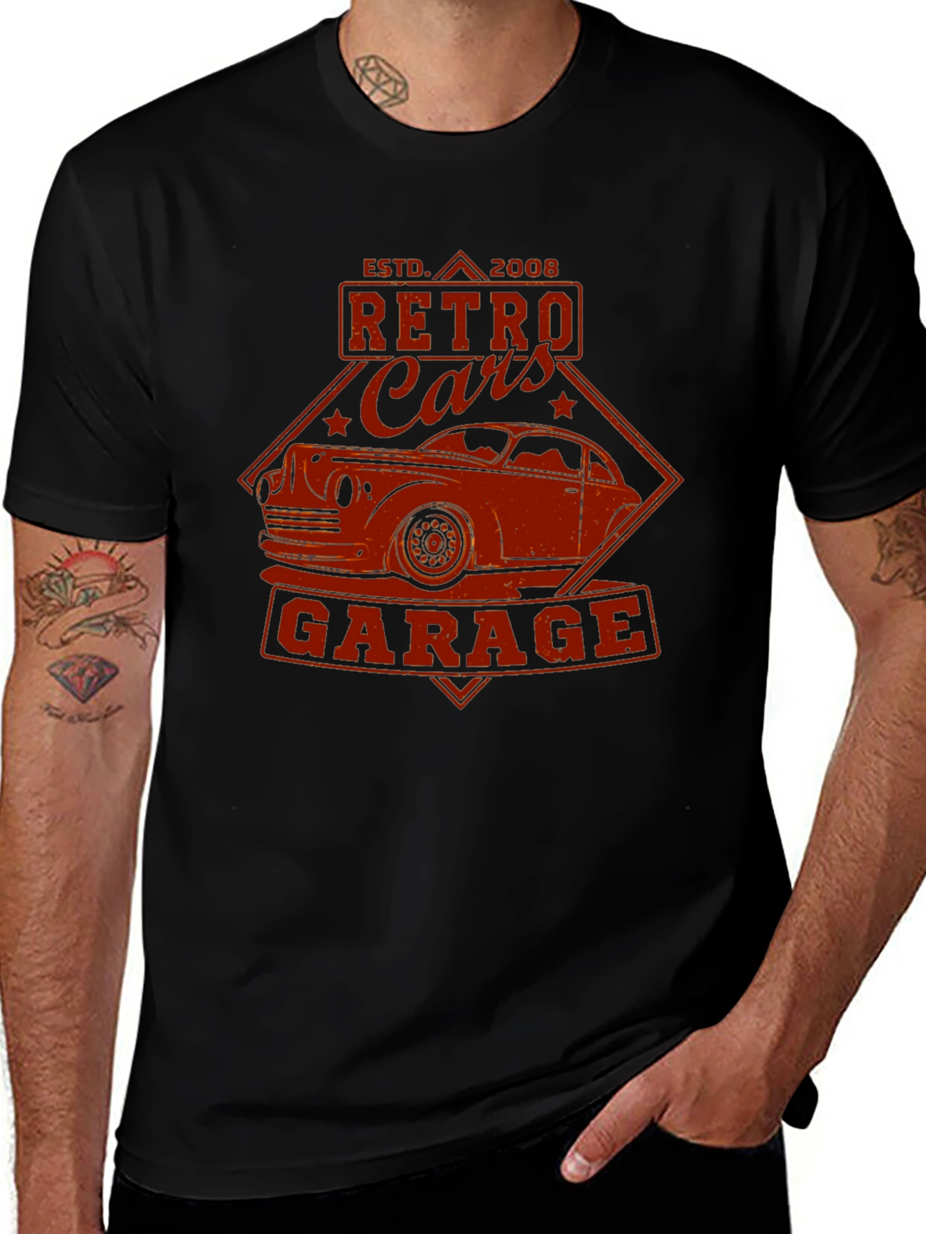 Retro Cars Garage T-Shirt - Classic Car Design