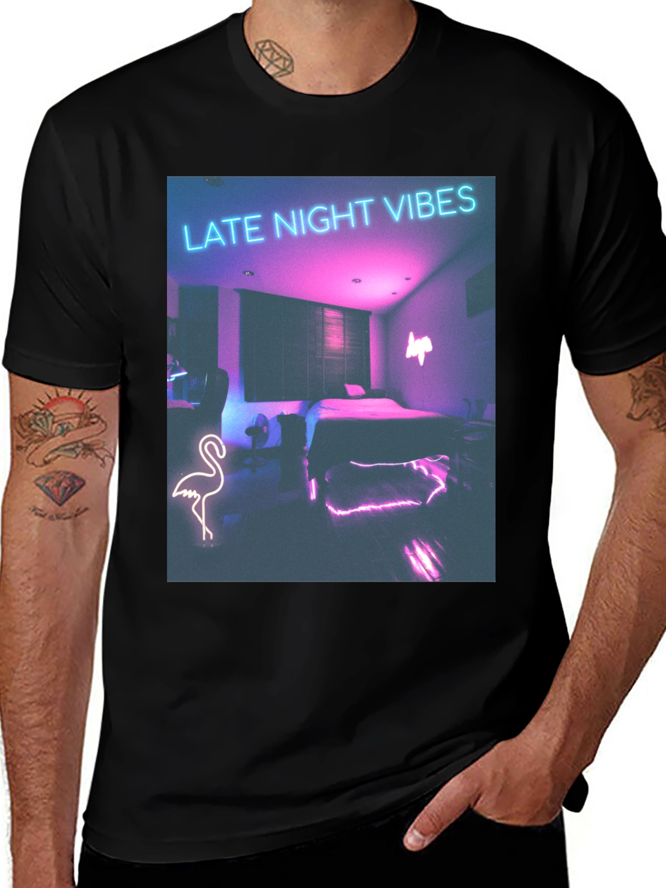 Late Night Vibes Graphic Tee - Neon Room Design