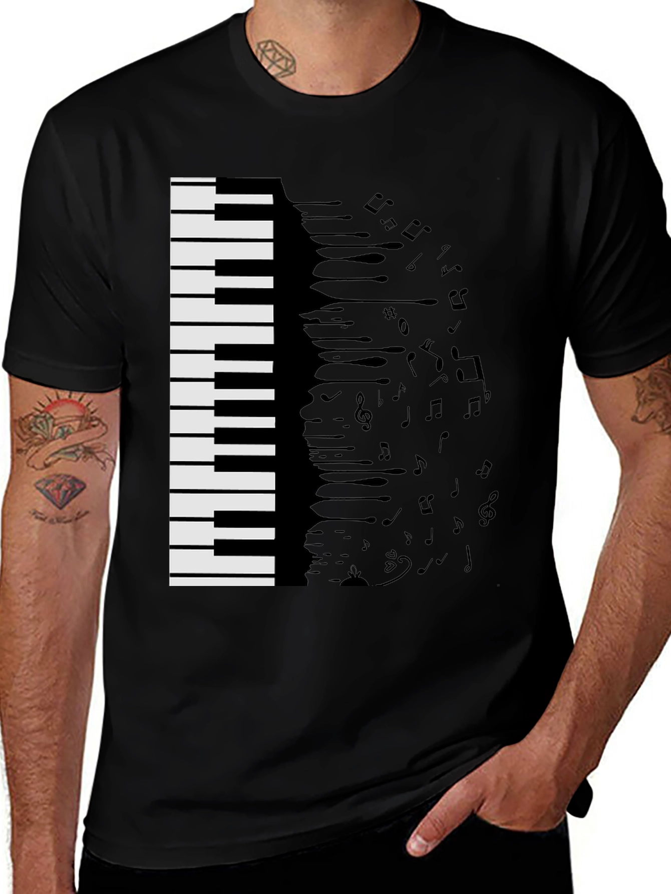 Variant 16 of Piano Keys & Notes Graphic Tee - Musician T-Shirt