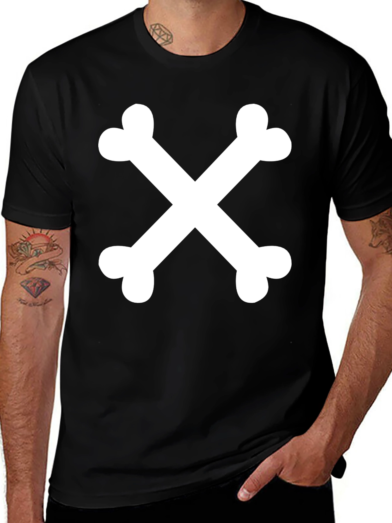 Variant 11 of Bone Cross Graphic T-Shirt - Black