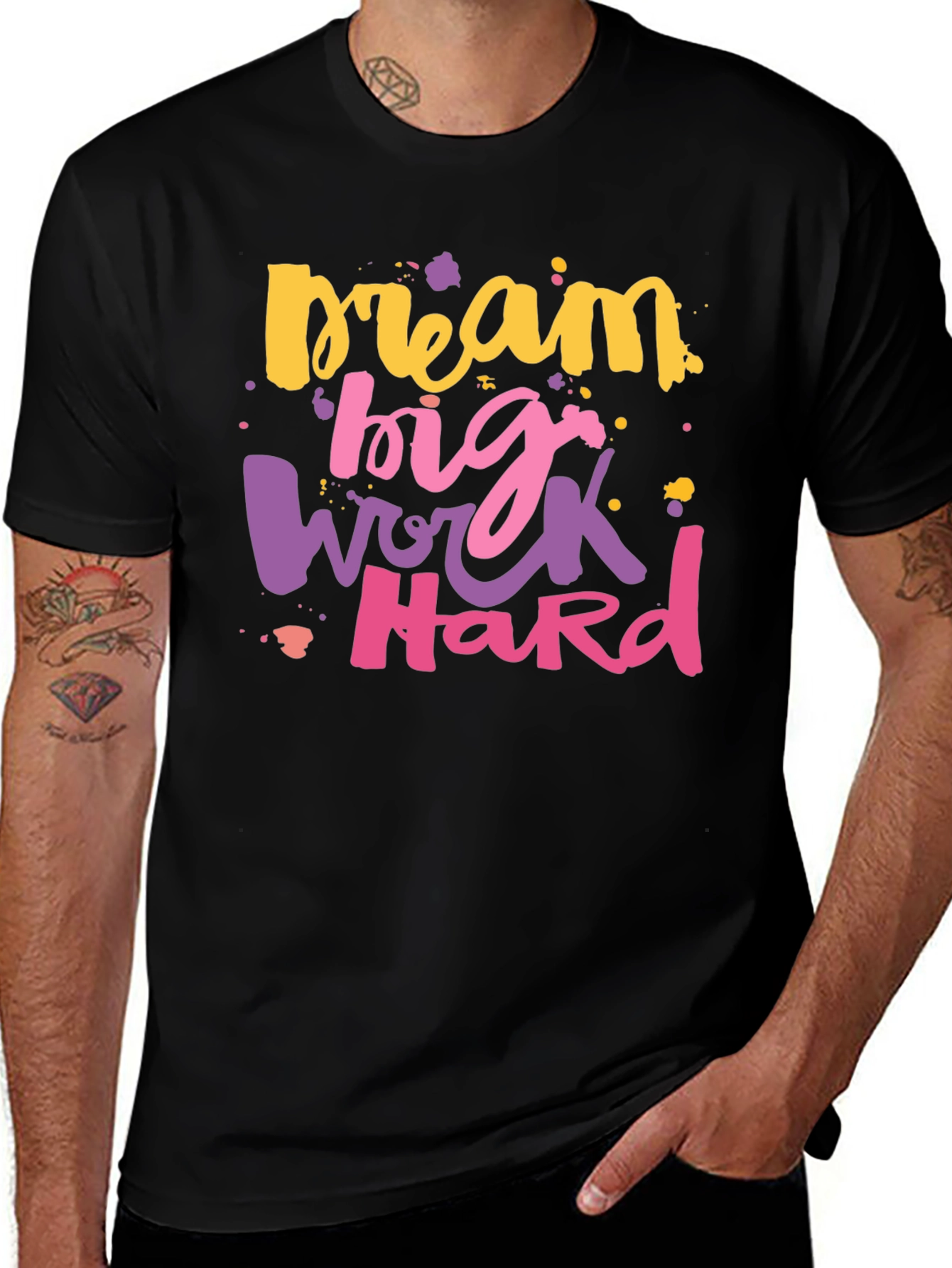 Variant 22 of Dream Big Work Hard Graphic Tee - Black